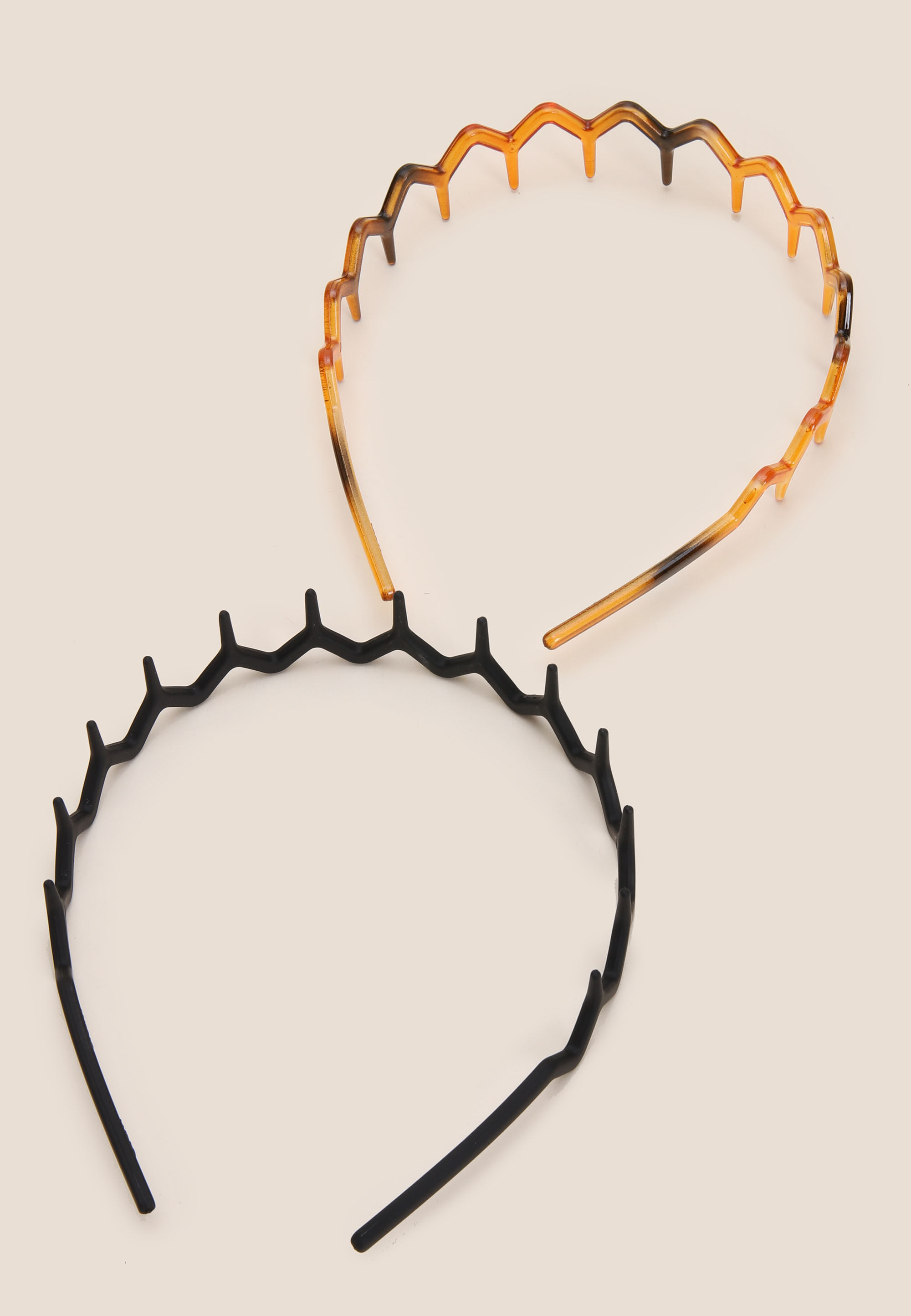 Womens 2pk Brown Zig Zag Comb Hair Bands