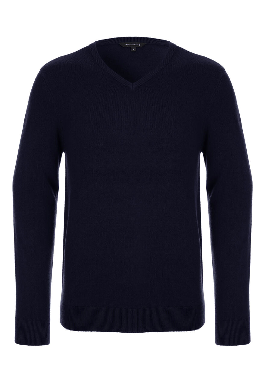 Mens Navy V-Neck Jumper