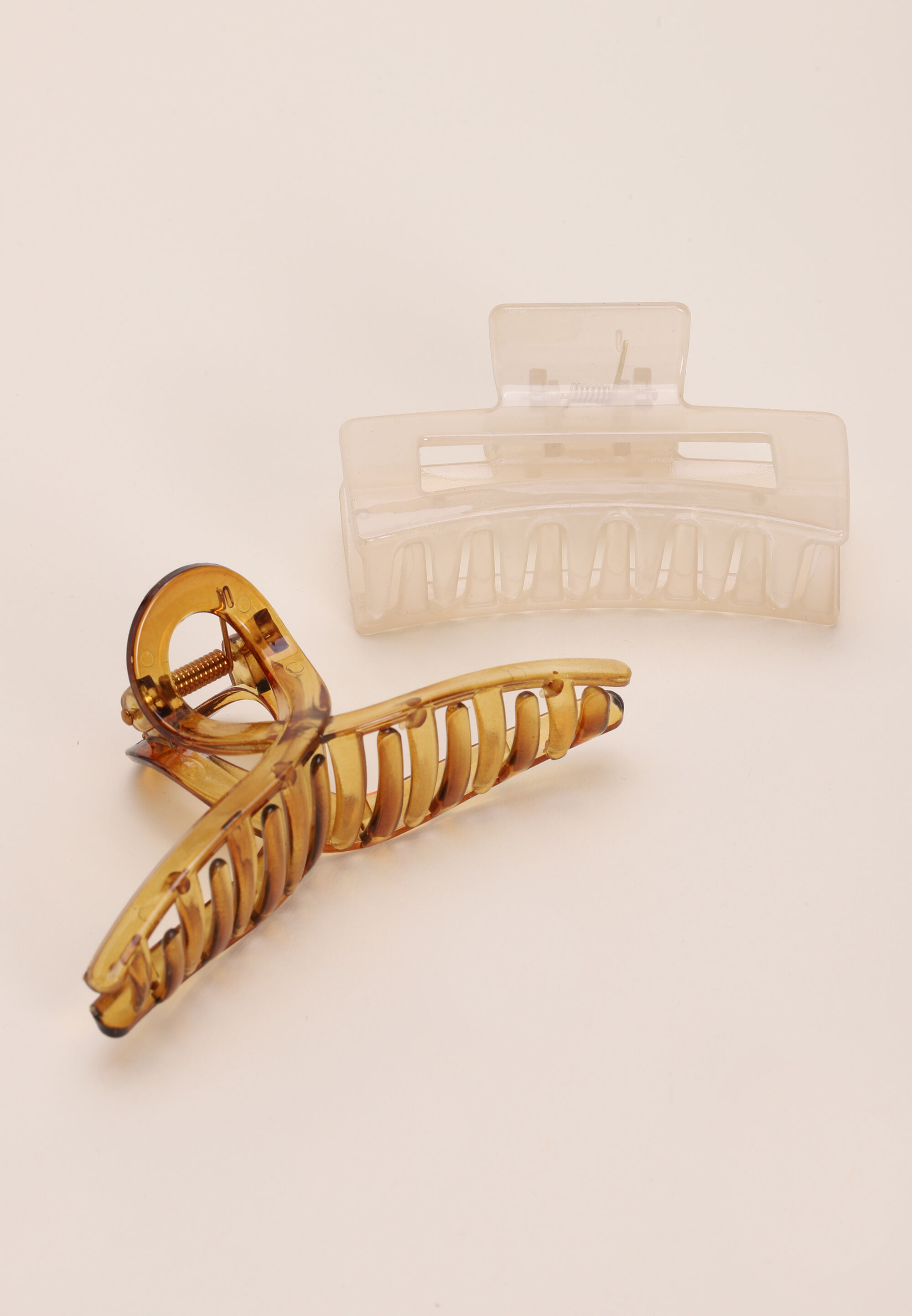 Womens 2pk Cream & Brown Hair Claw Clips
