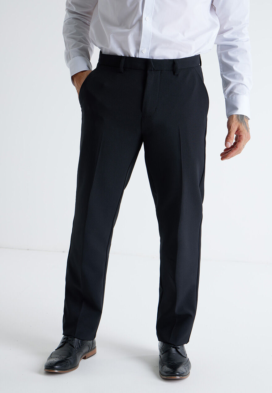 Mens Black Smart Straight Leg Trousers