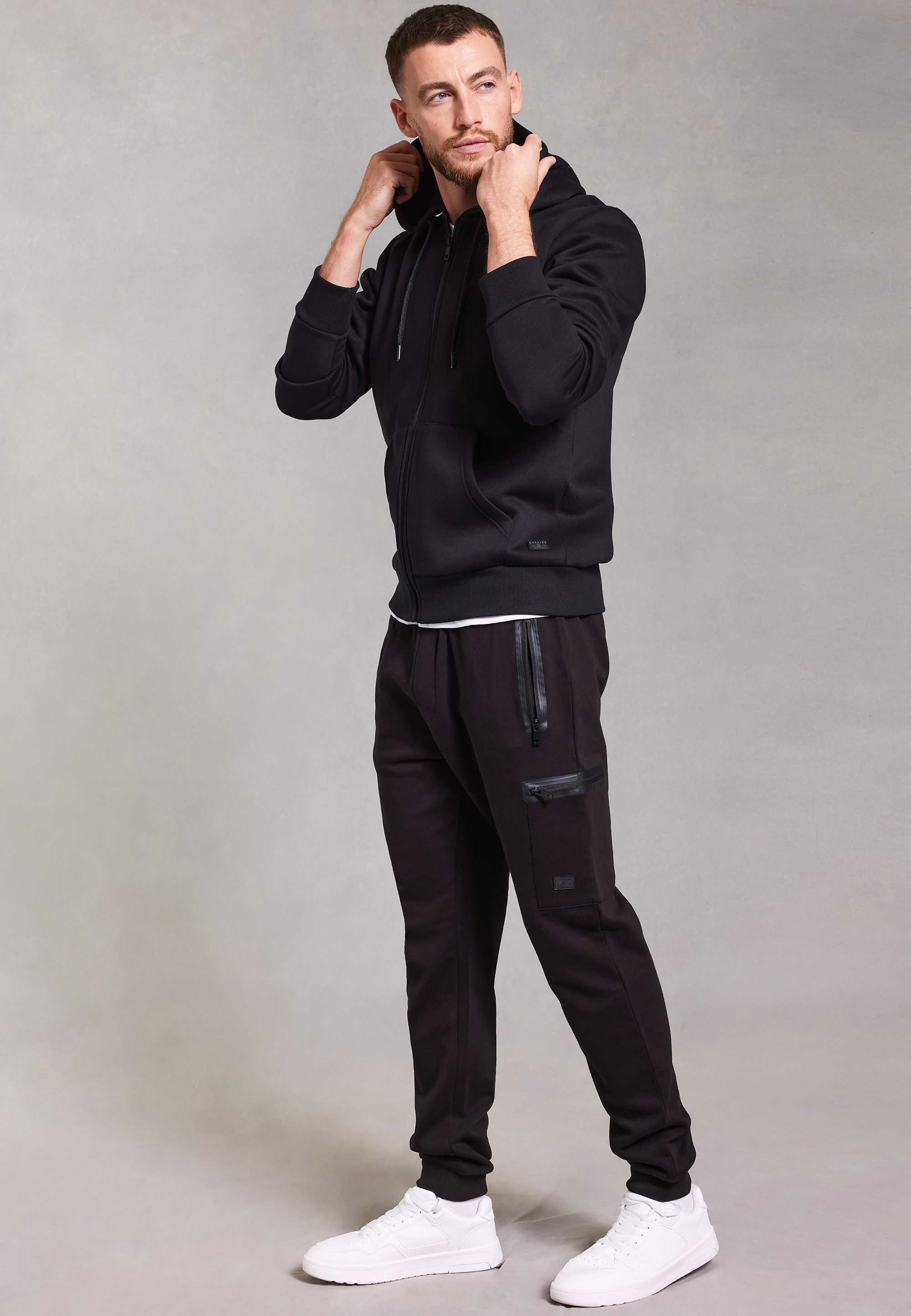 Mens Plain Black Sport Style Joggers