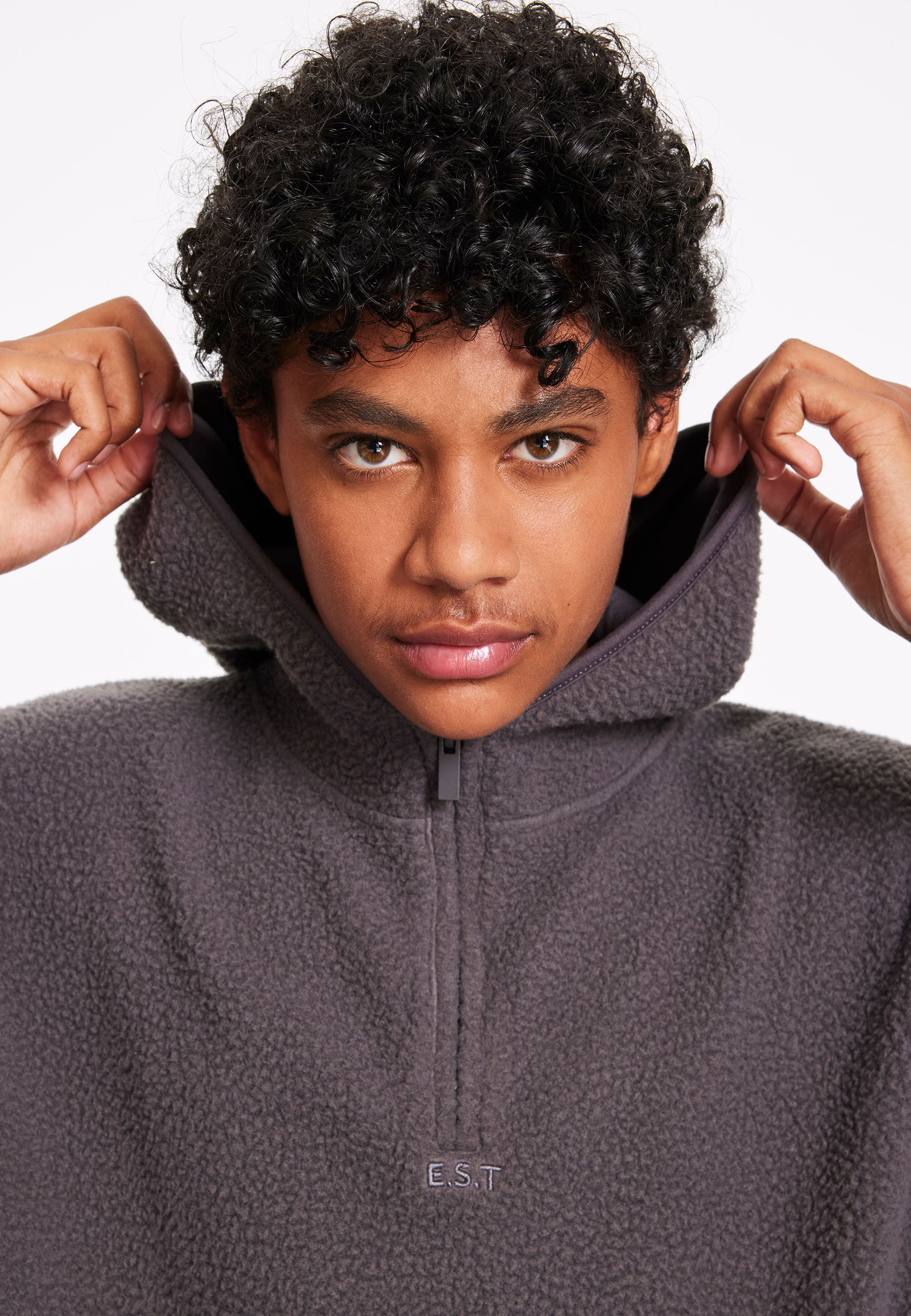 Older Boys Charcoal Fleece Borg Hoody
