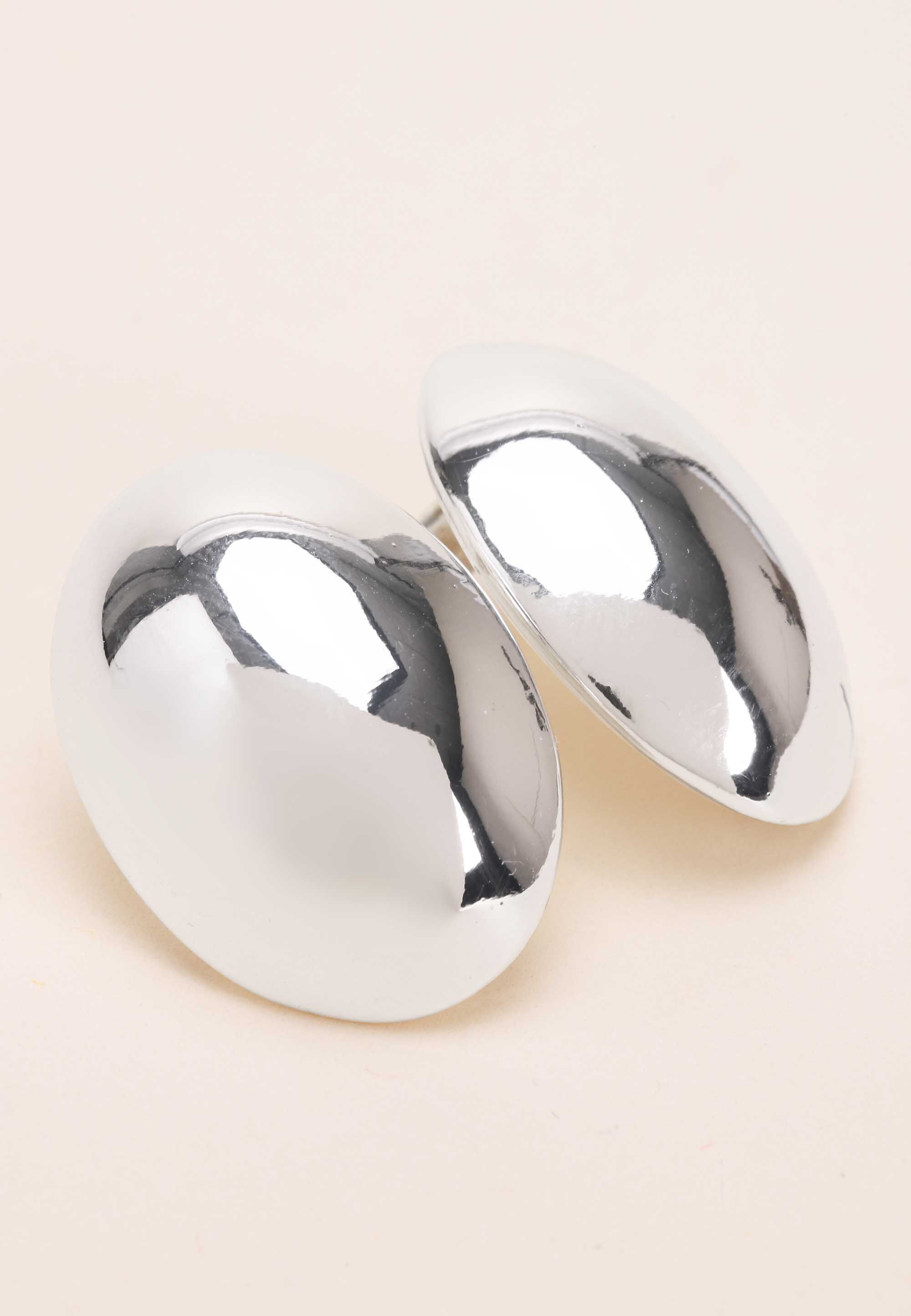 Womens Silver Large Stud Earrings
