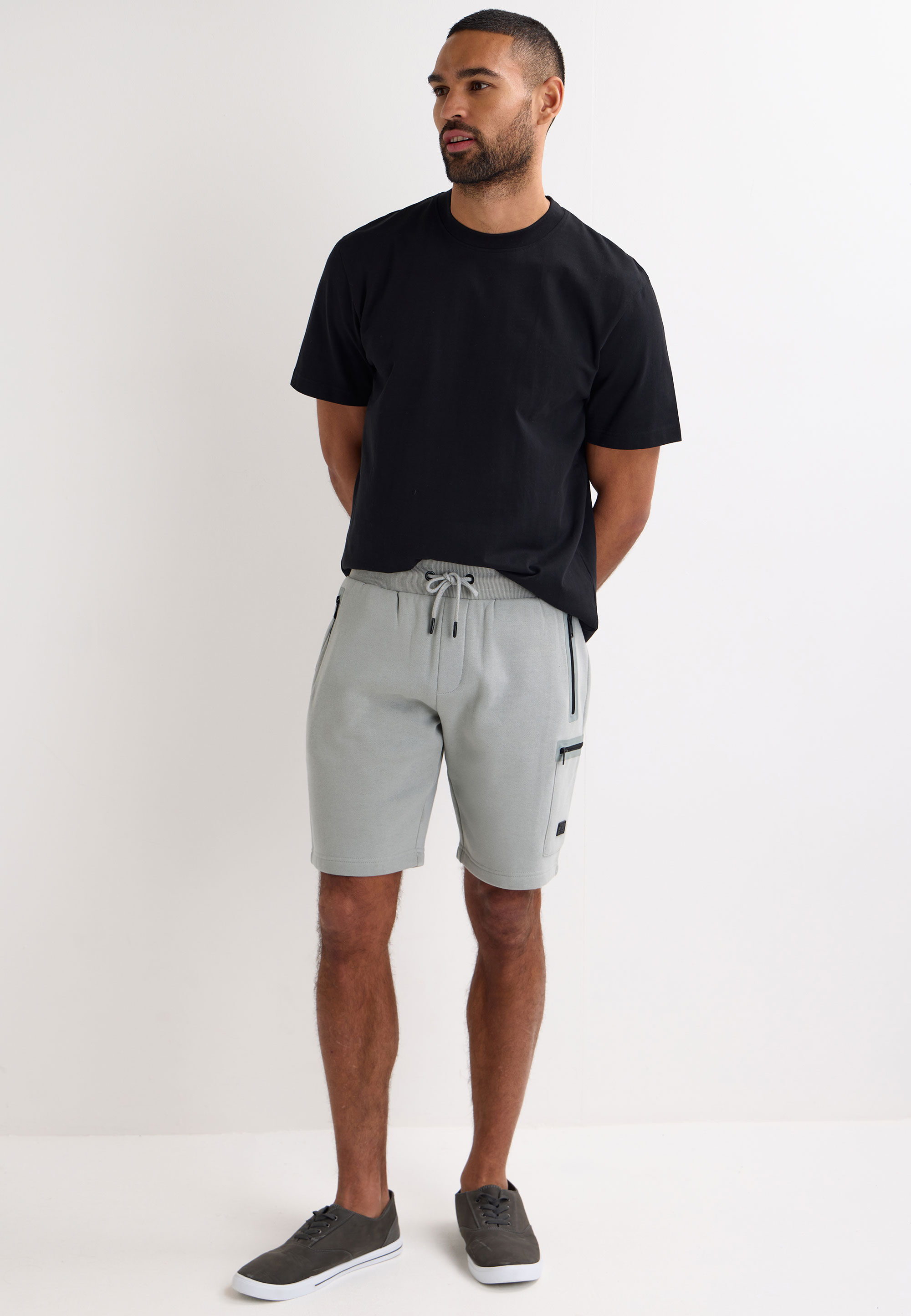 Mens Grey Sport Sweat Shorts