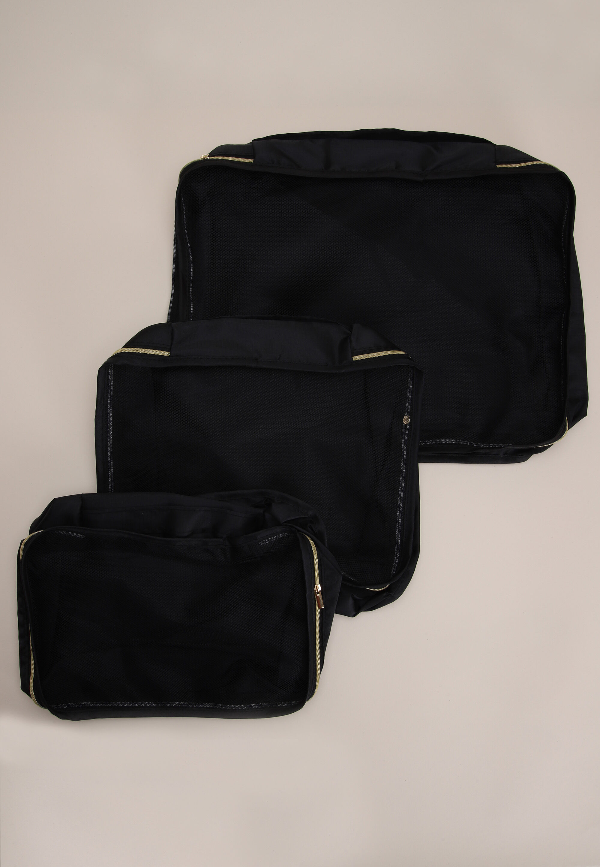 Womens 3pk Black Travel Packing Organiser Cubes