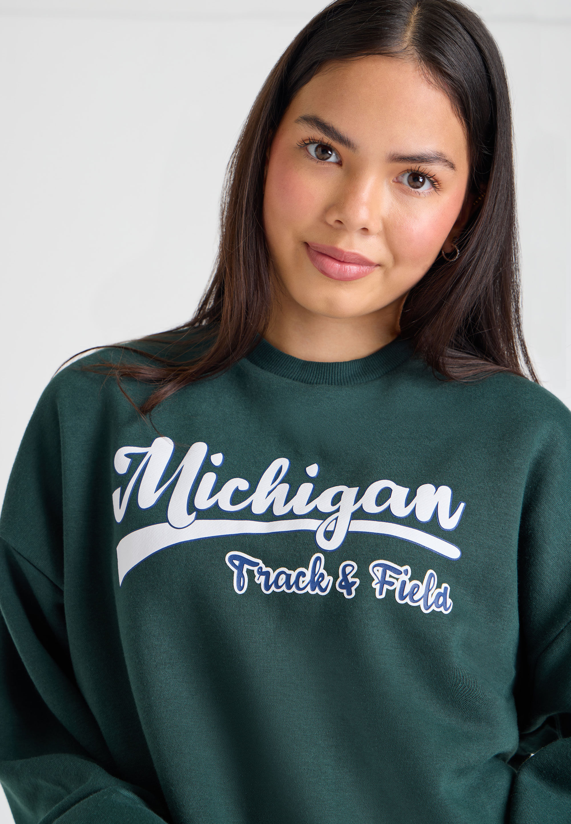 Older Girls Dark Green Michigan Long Sleeved Sweatshirt