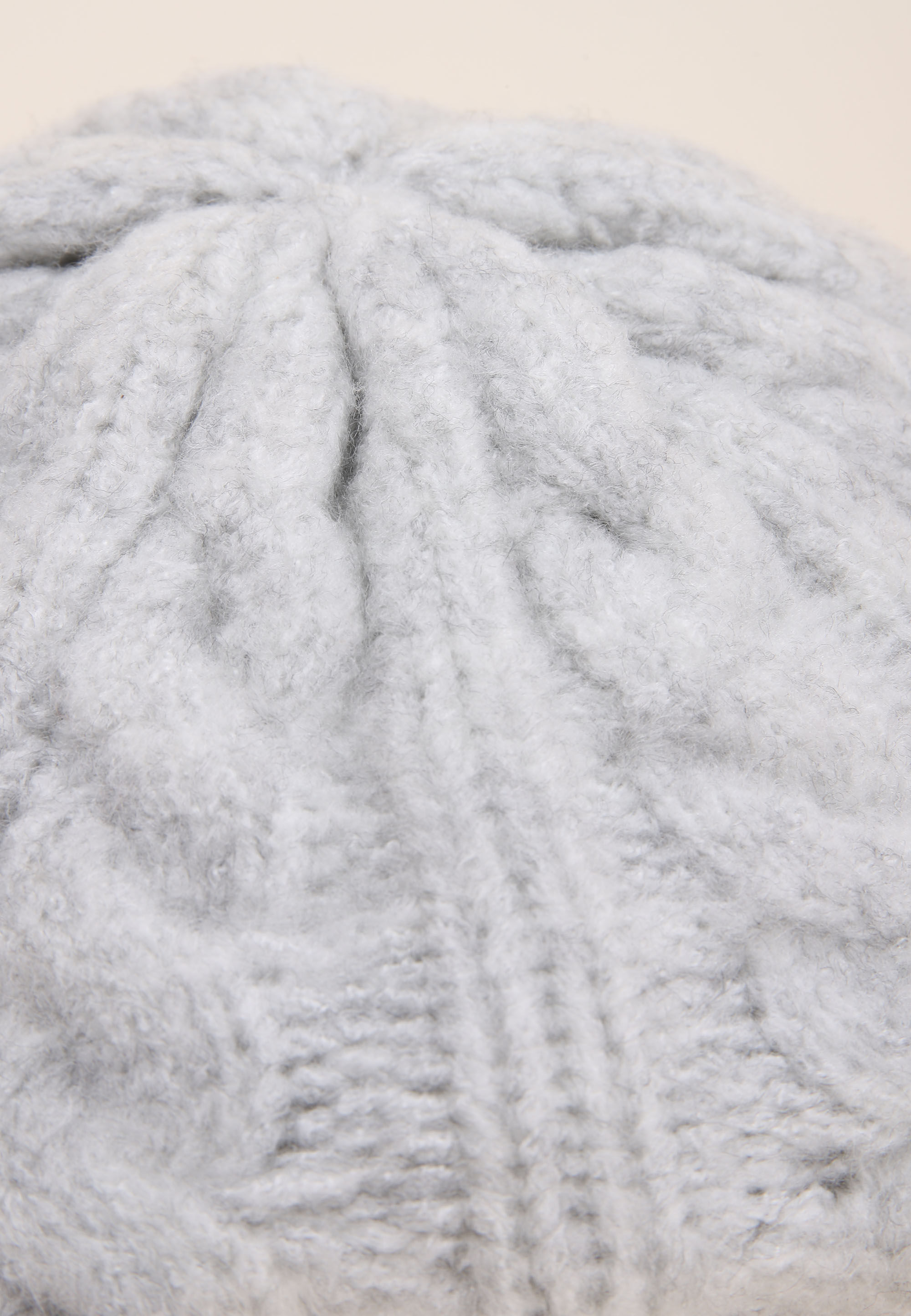 Womens Grey Cable Beret Hat