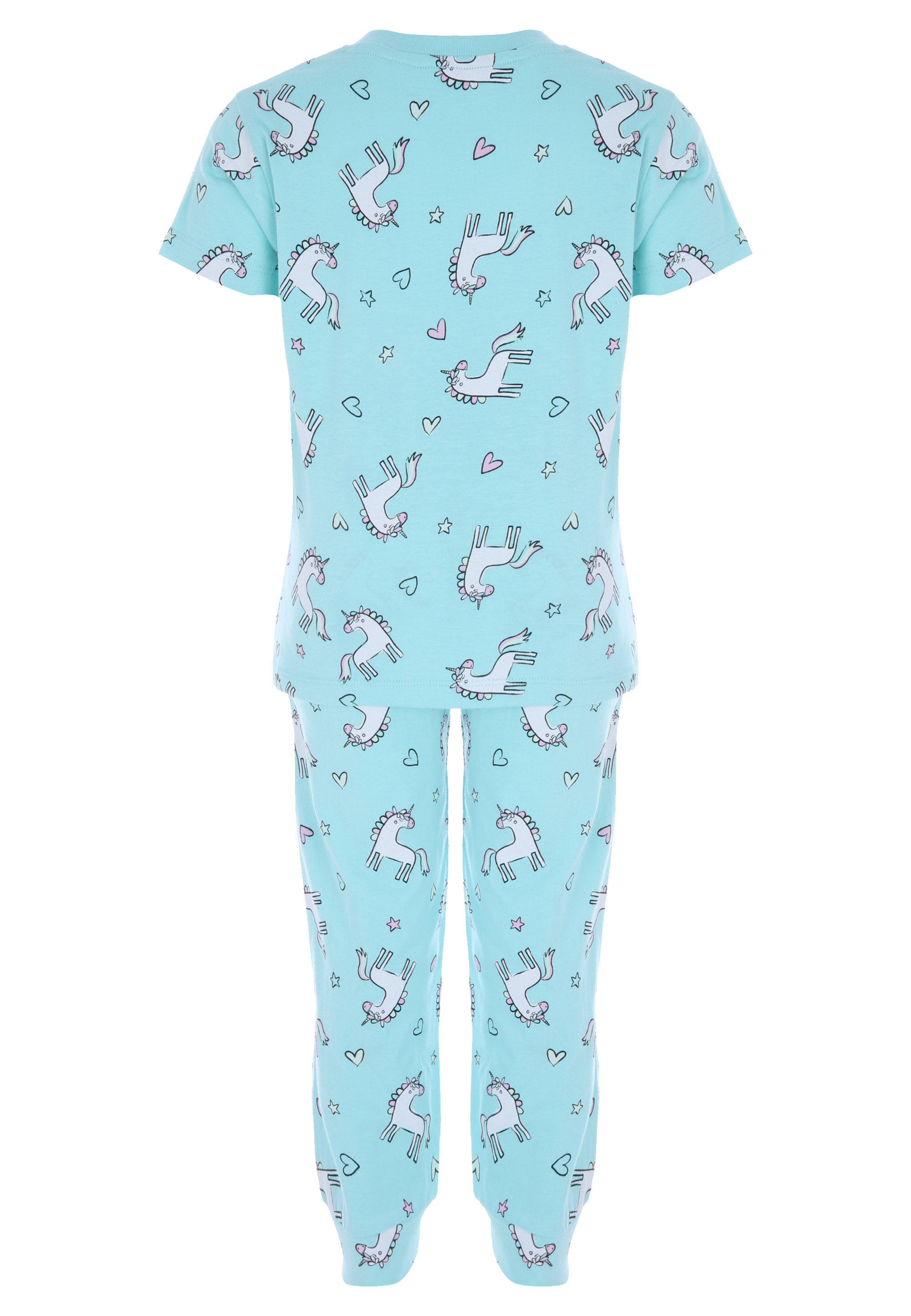 Younger Girls Mint Unicorn Print Pyjama Set