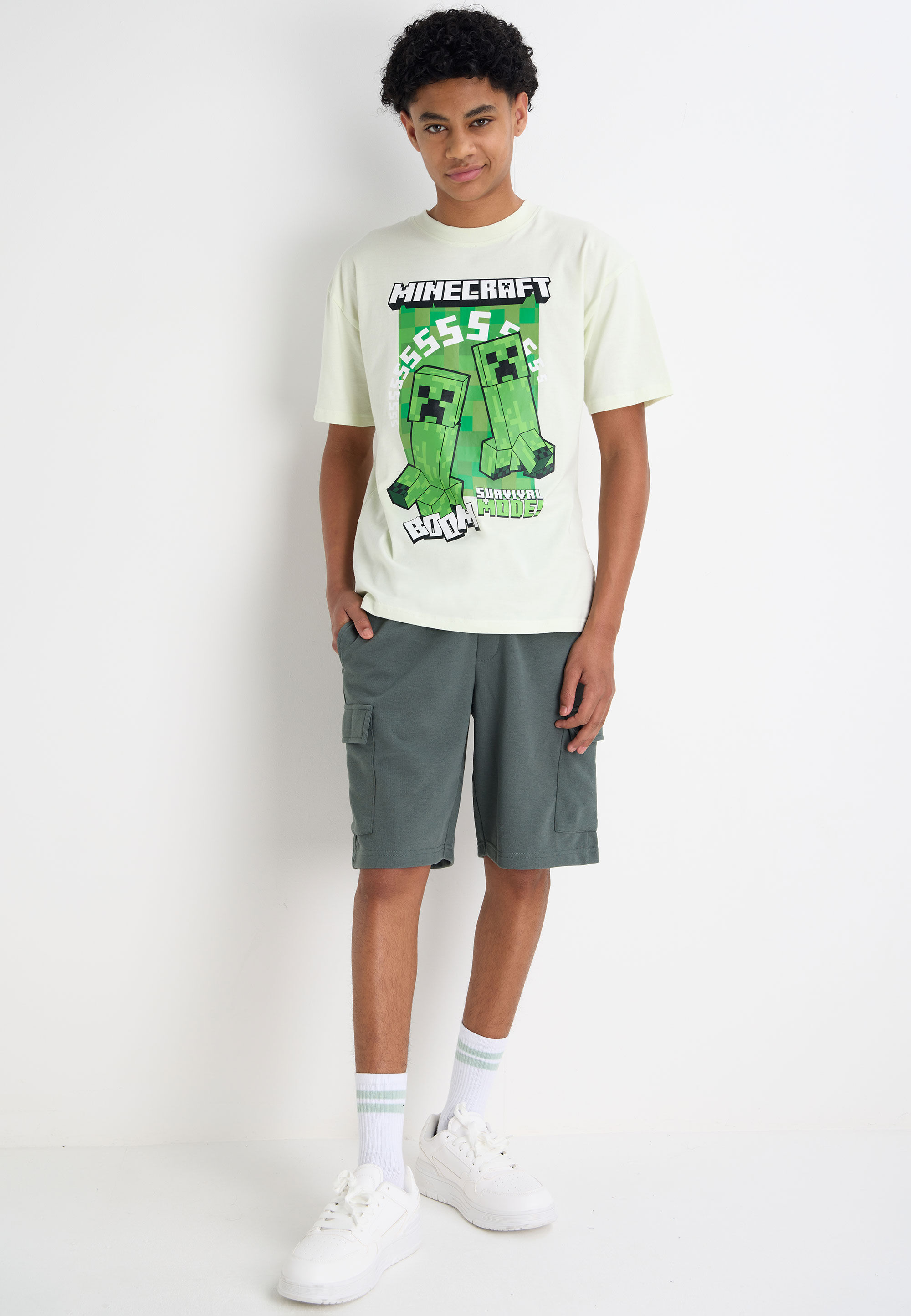 Older Boys Khaki Plain Sweat Cargo Shorts