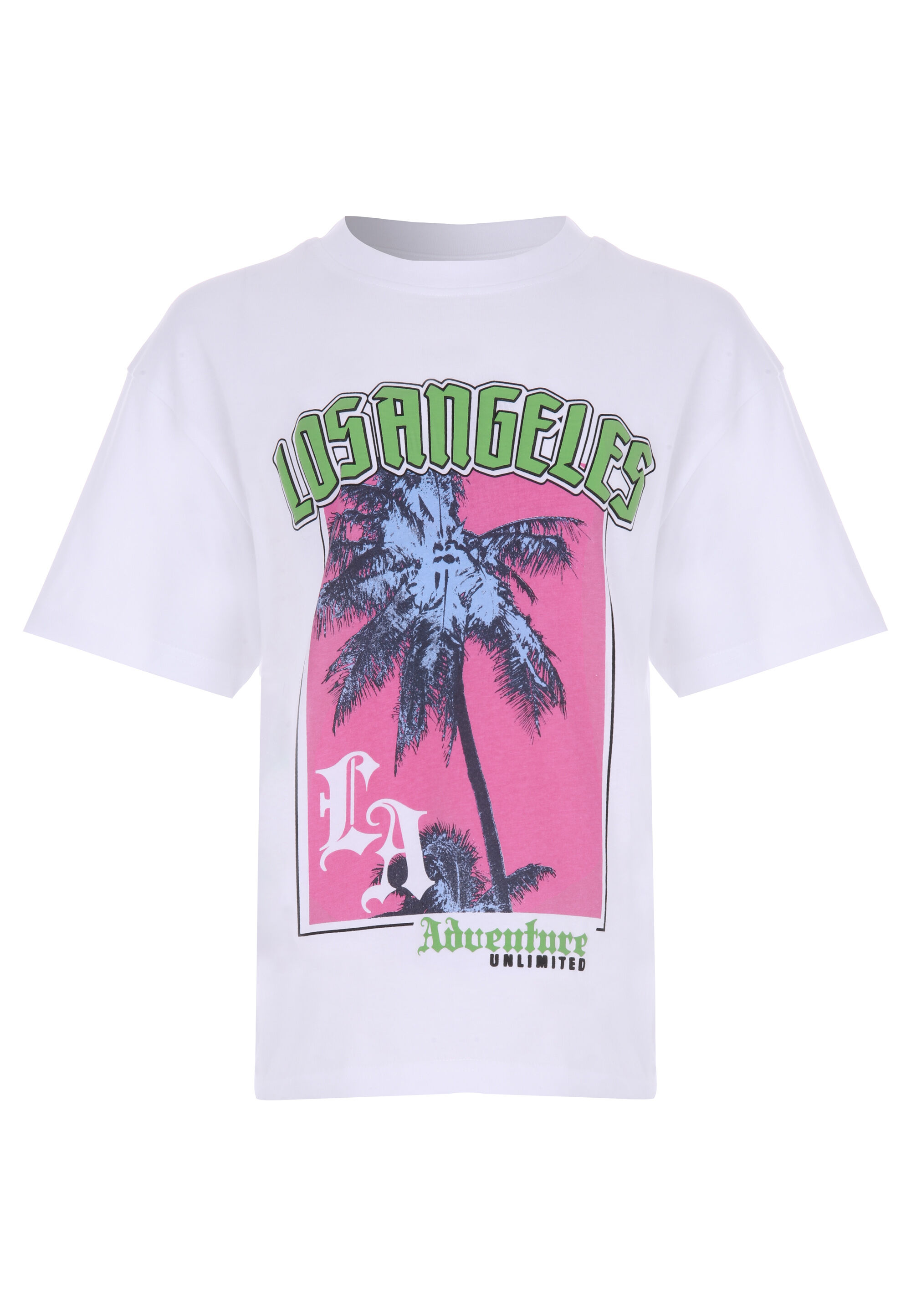 Older Boys White & Pink LA Graphic T-shirt