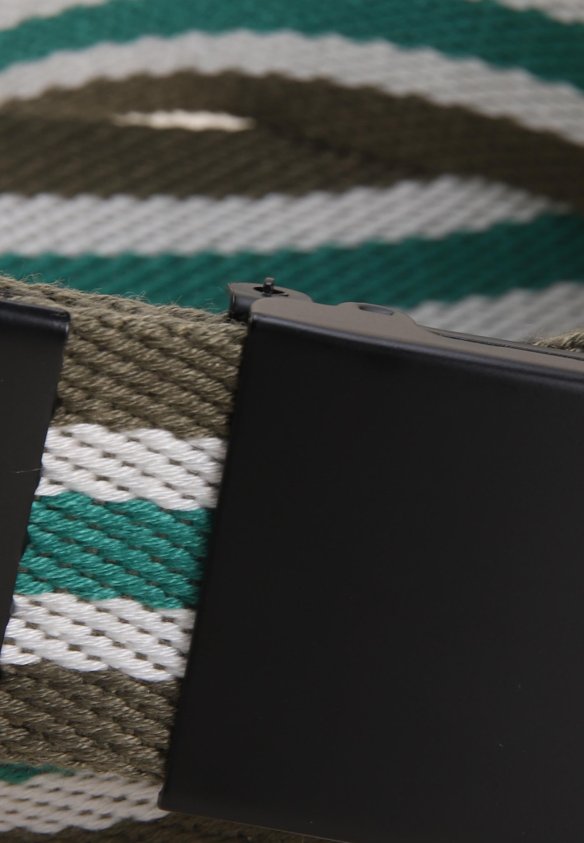Mens Khaki Stripe Webbing Belt