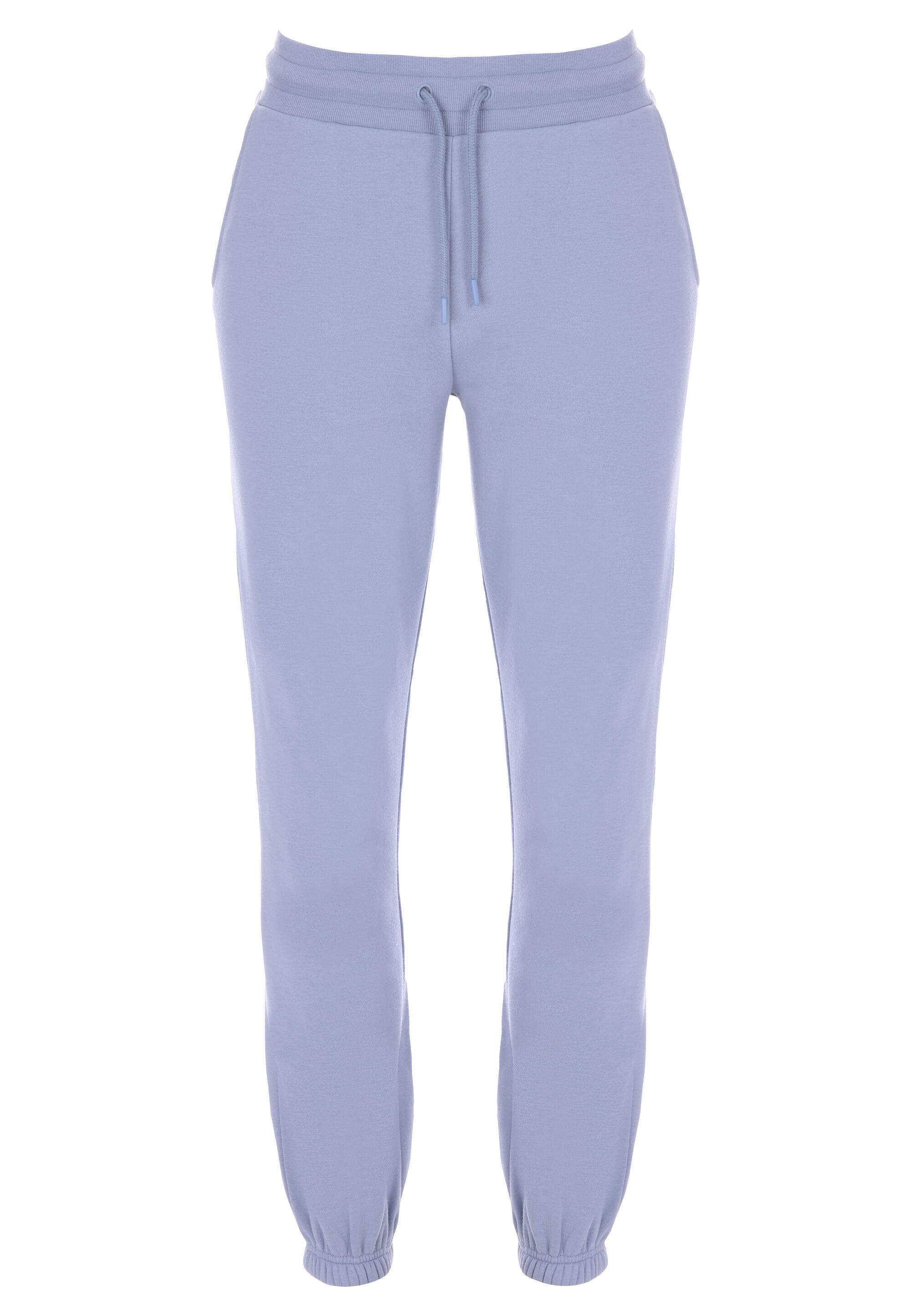 Womens Light Blue Cuffed Joggers with Elastic Trims