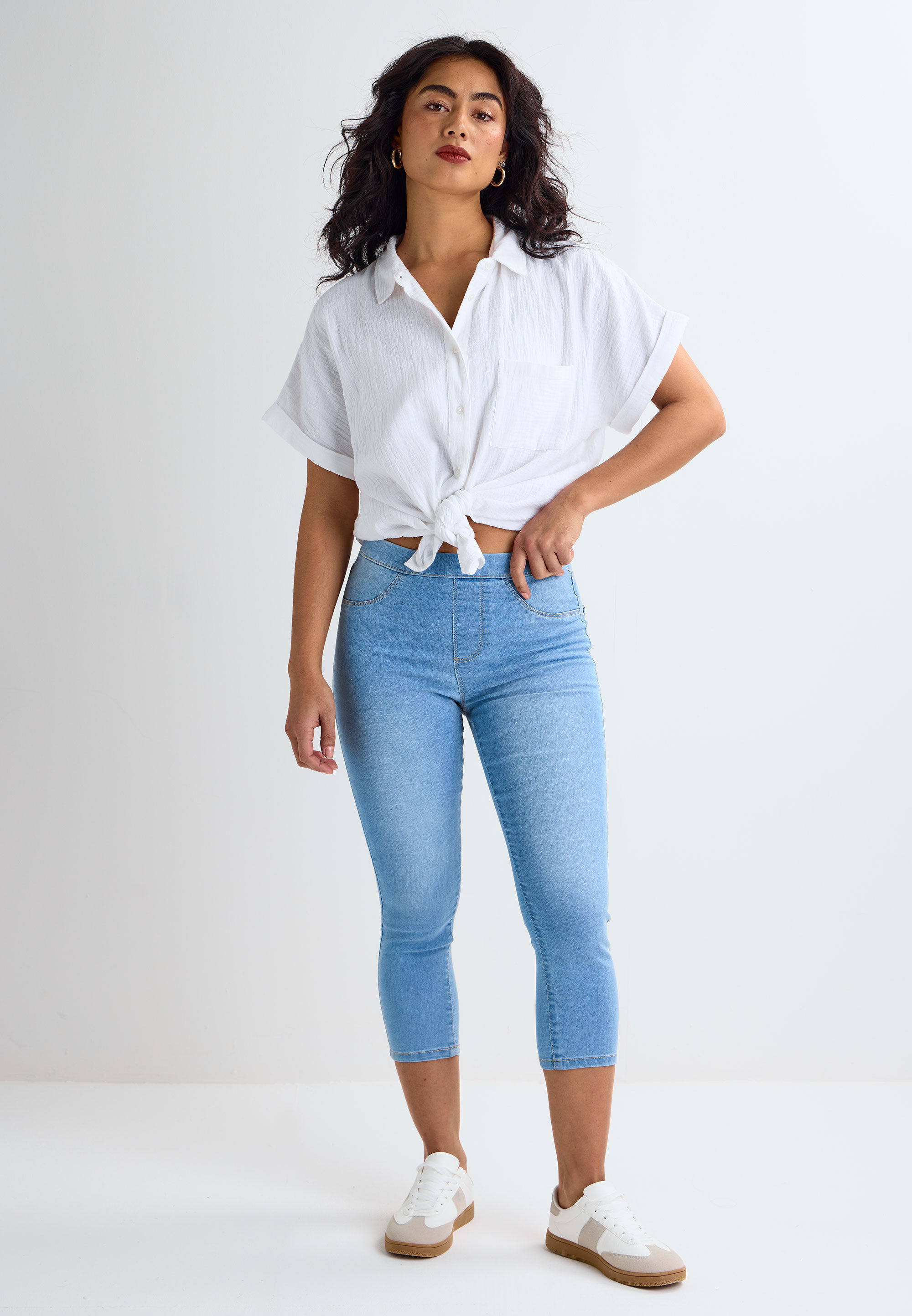 Womens Light Blue Kate Cropped Jeggings