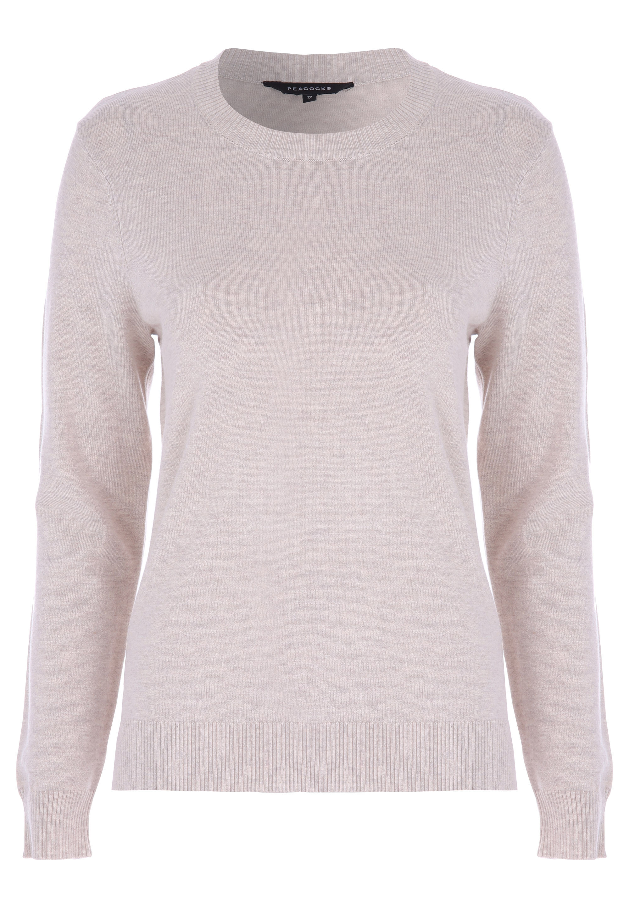 Womens Oatmeal Plain Crew Neck Jumper