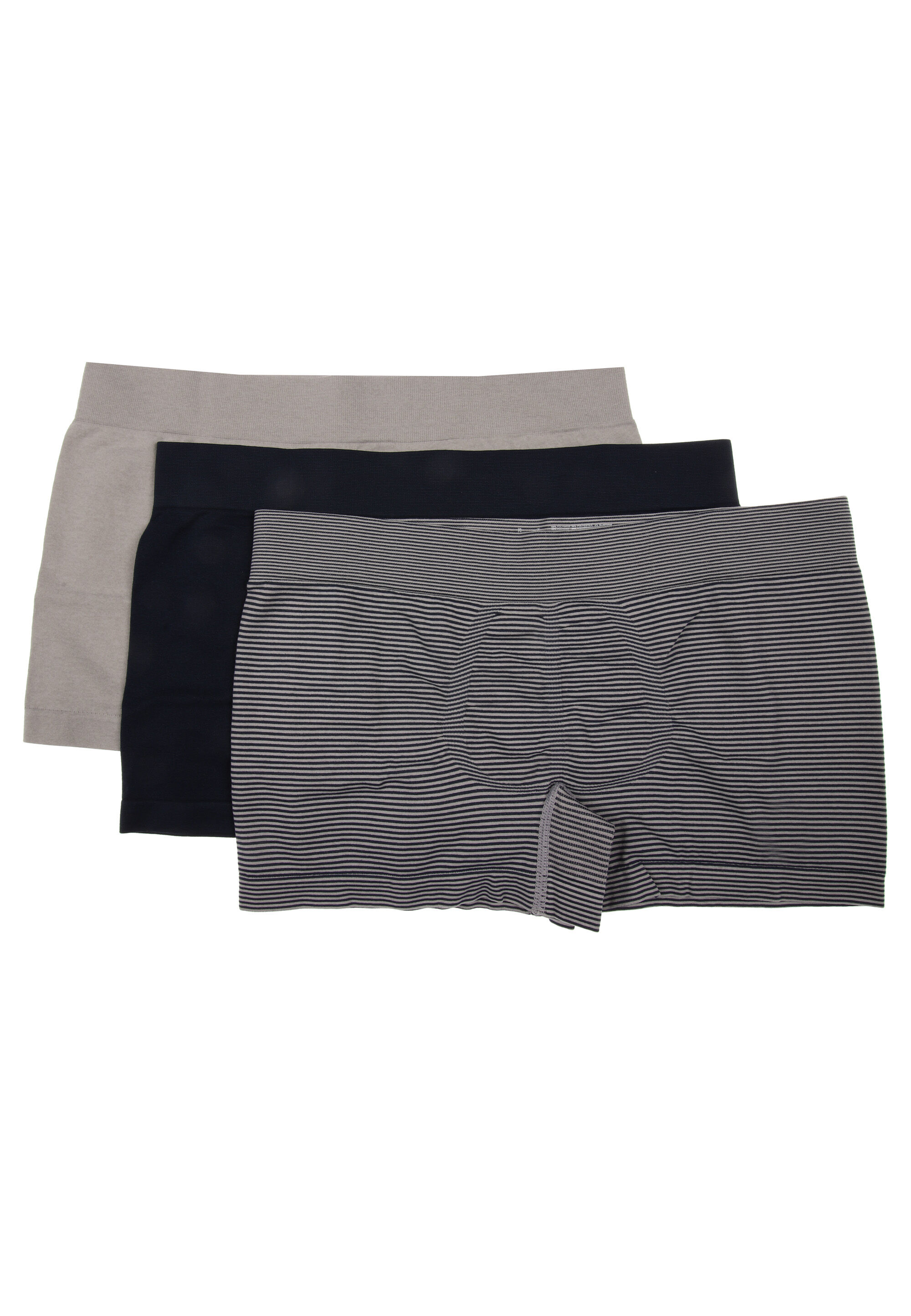 Mens 3pk Grey Stripe Seam Free Trunks