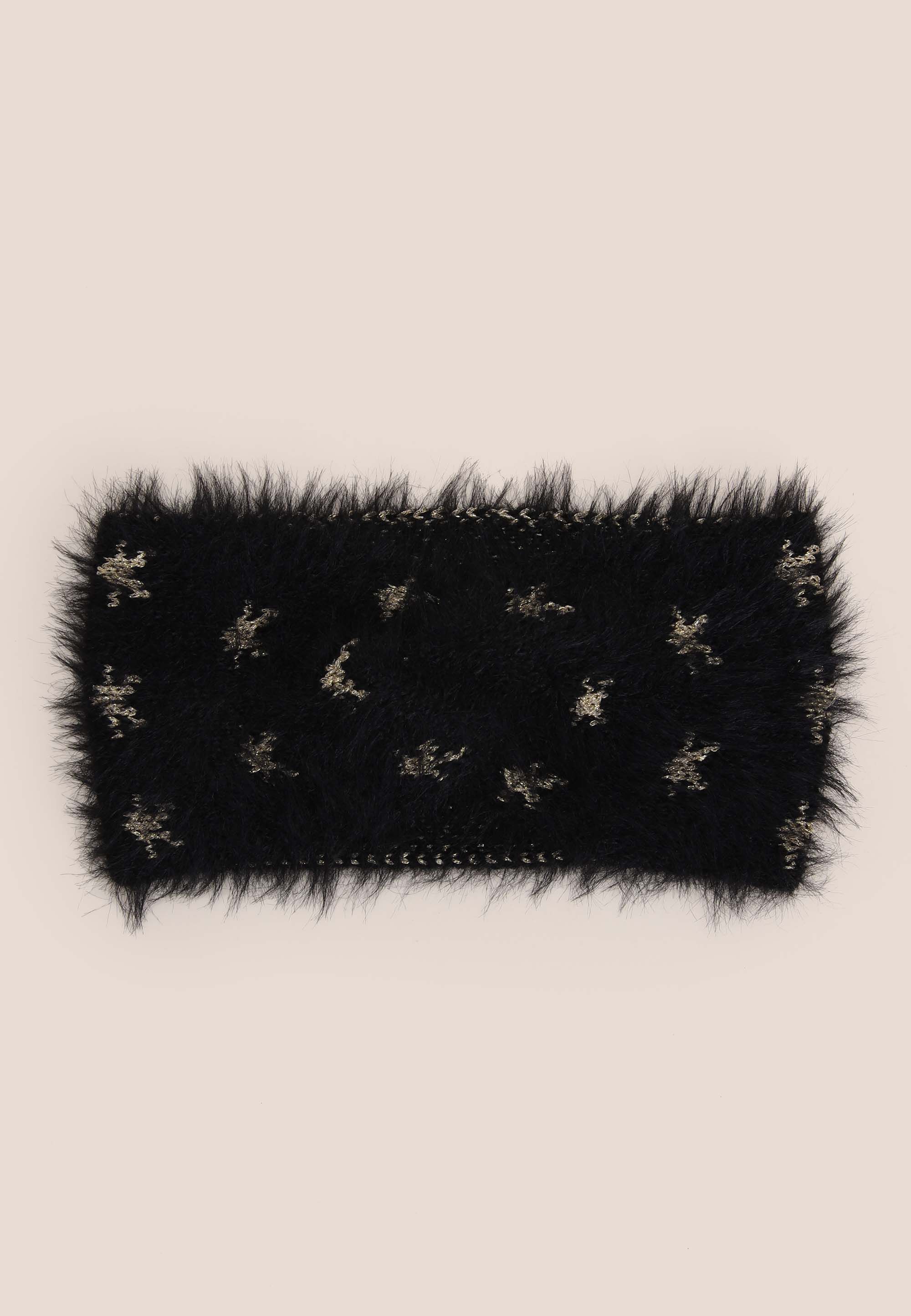 Womens Black & Gold Star Eyelash Knit Headband