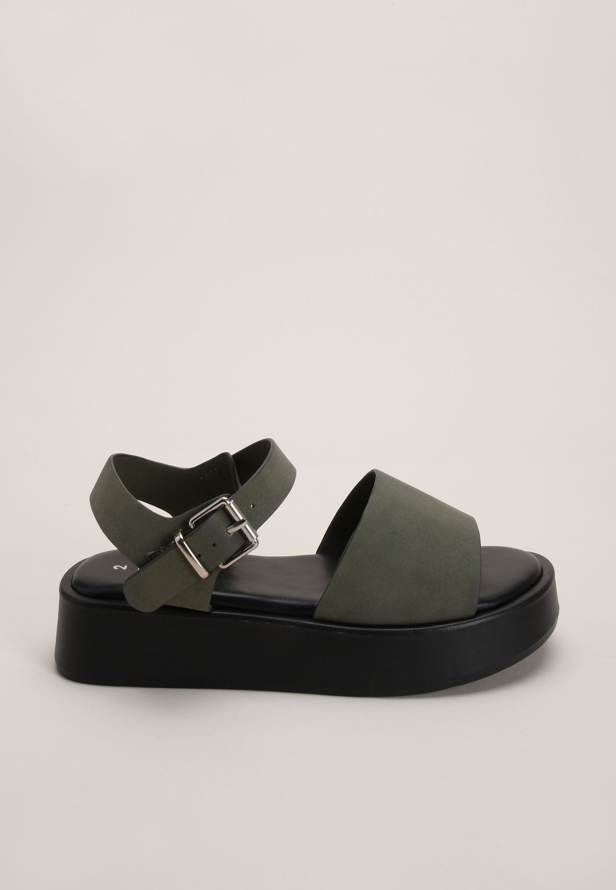Older Girls Khaki Strap Flatform Sandals