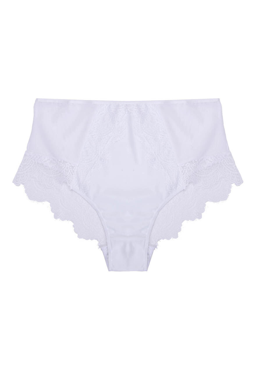 Womens White Lace High Waist Support Briefs