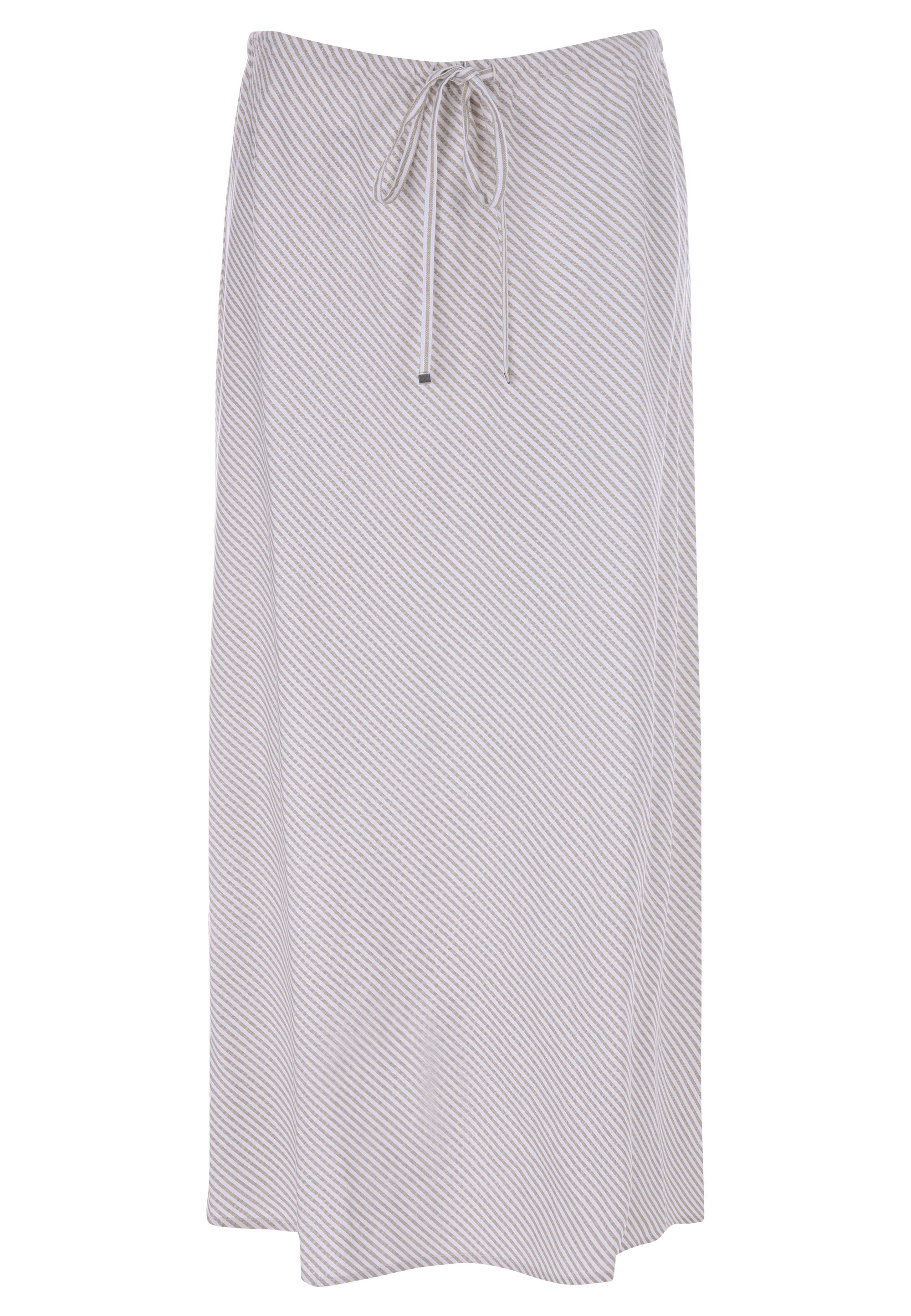 Womens Stone Stripe Linen Midi Skirt