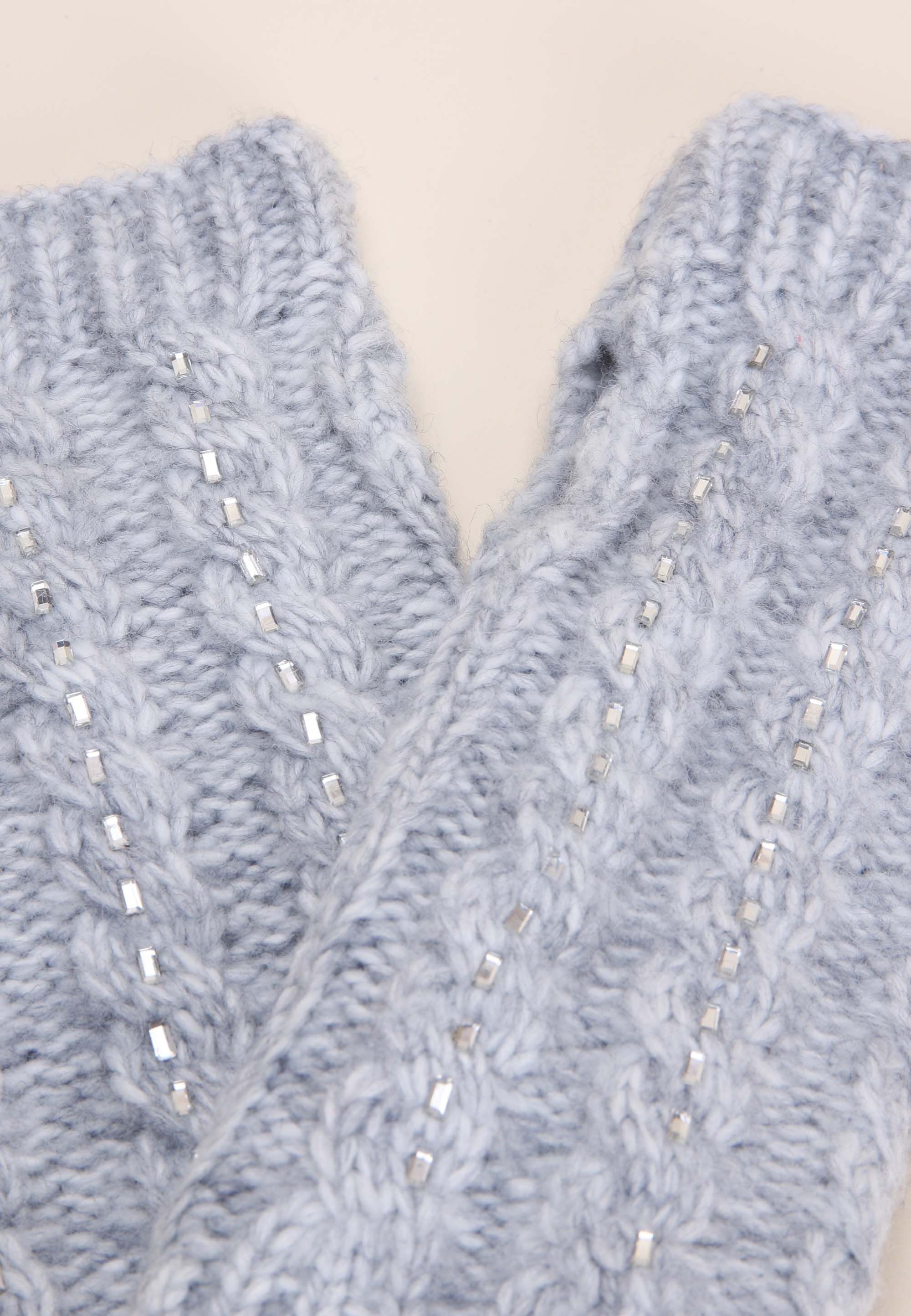 Womens Grey Embellished Handwarmers
