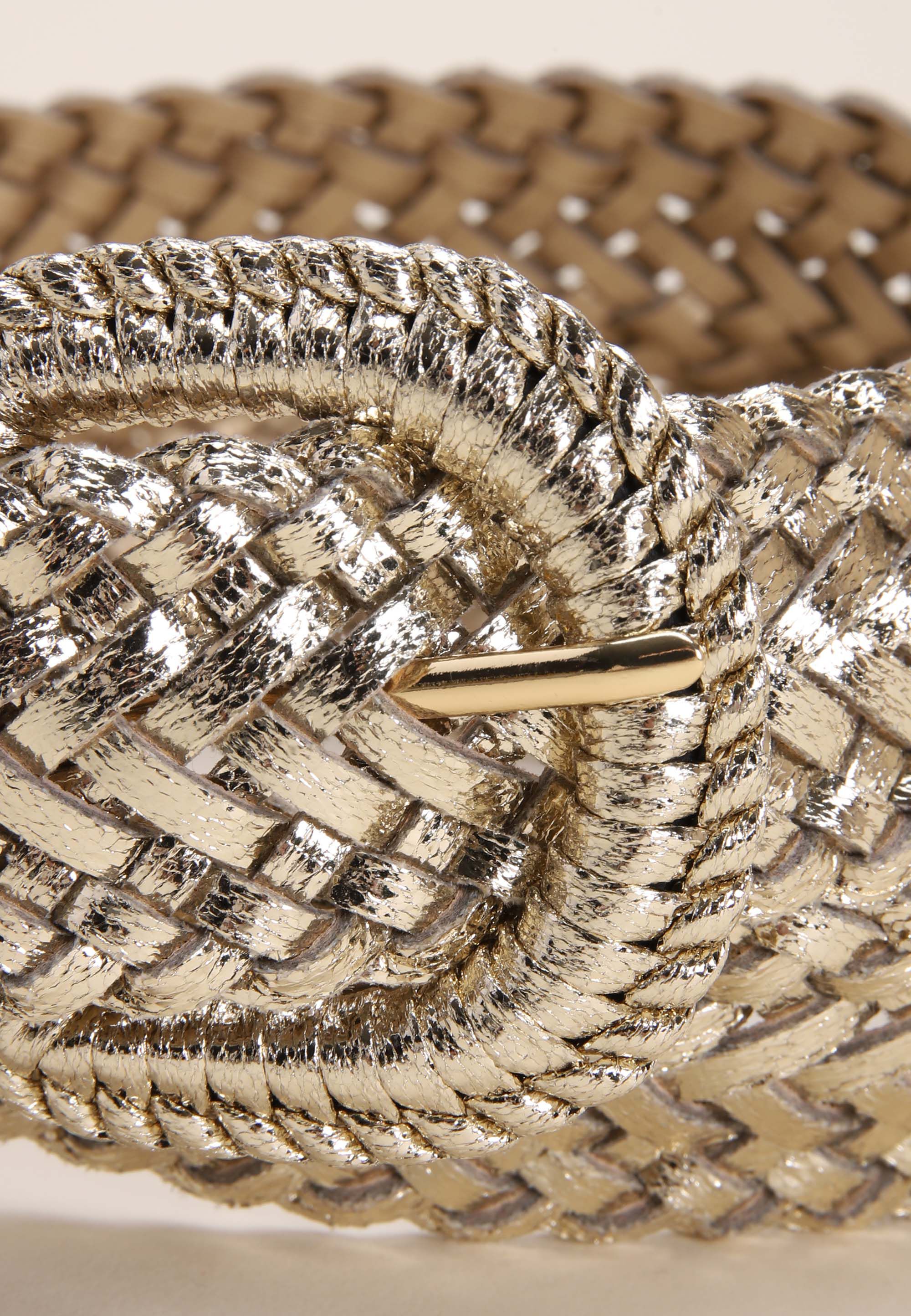 Womens Gold Metallic Braided Belt