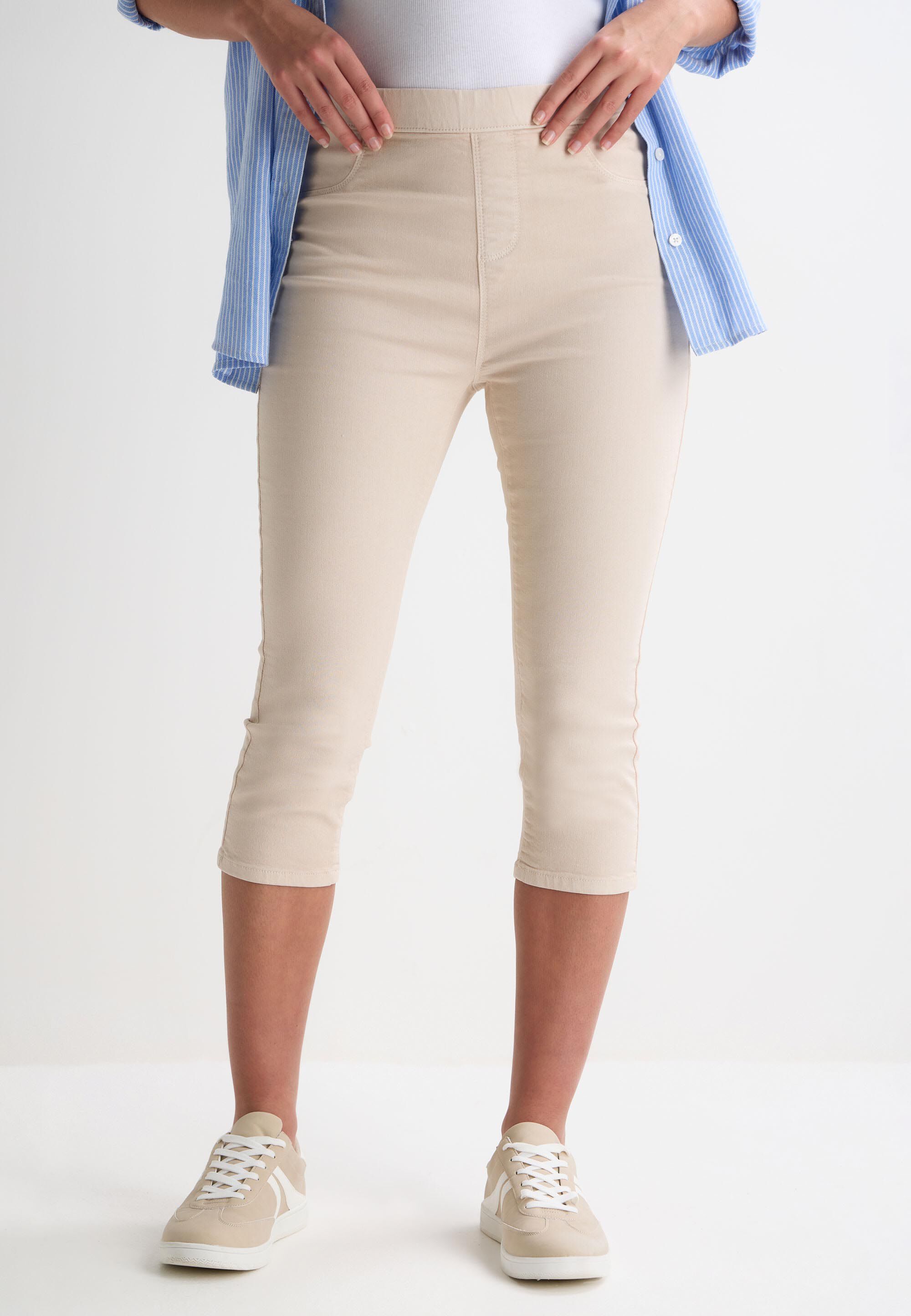Womens Cream Plain Kate Cropped Jeggings