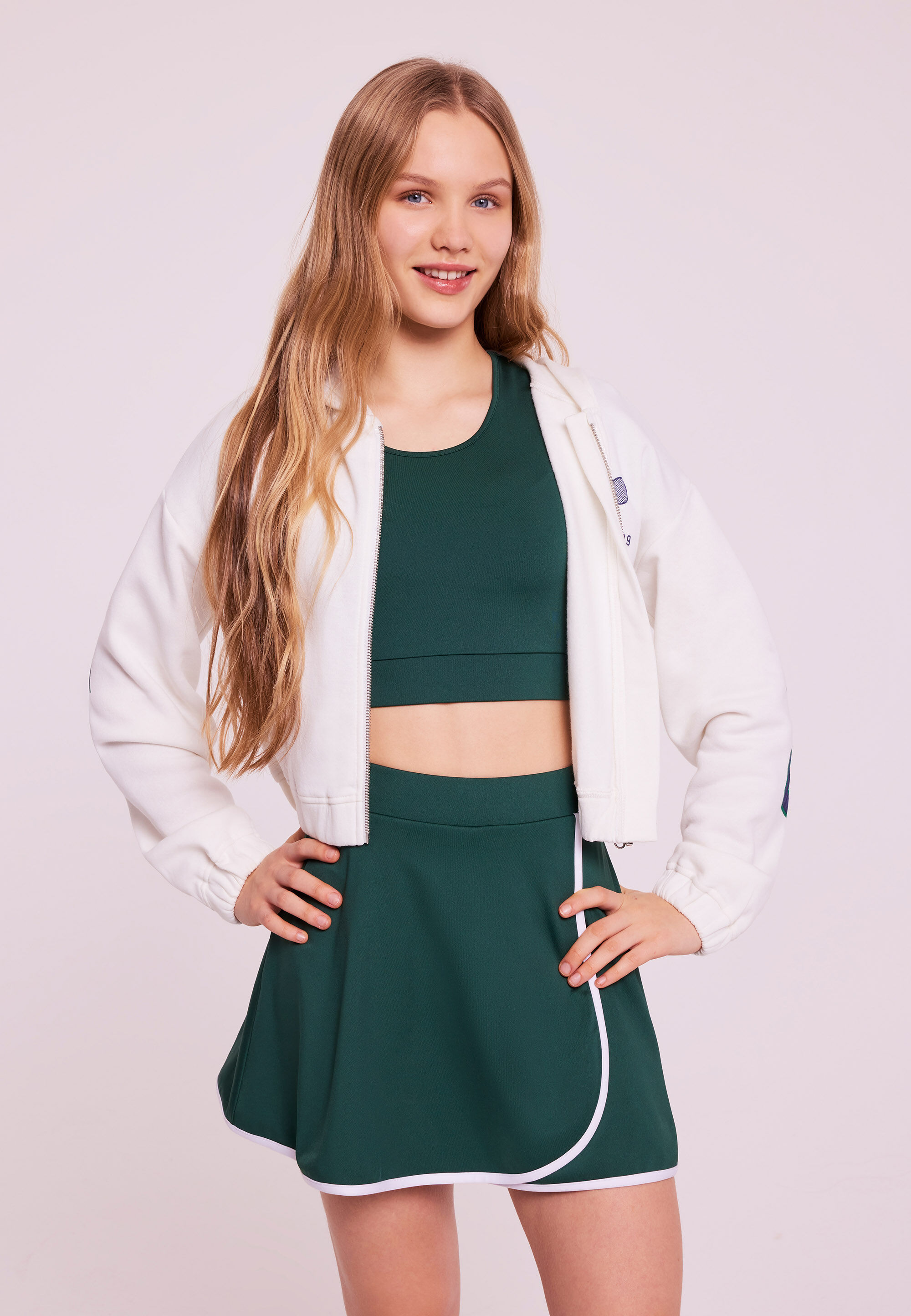 Older Girls Green Plain Active Skort