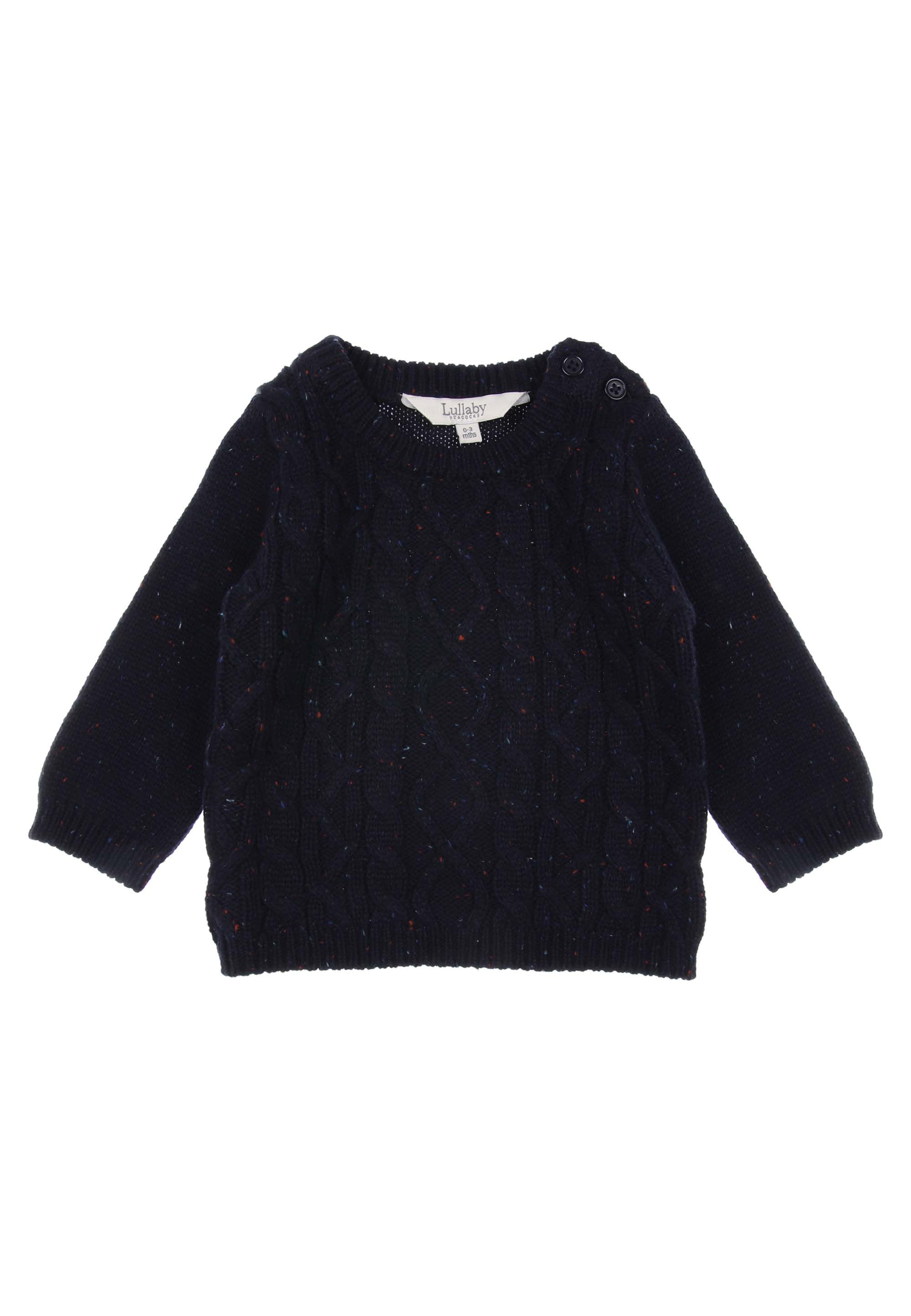 Baby Boy Navy Speckled Cable Knit Jumper