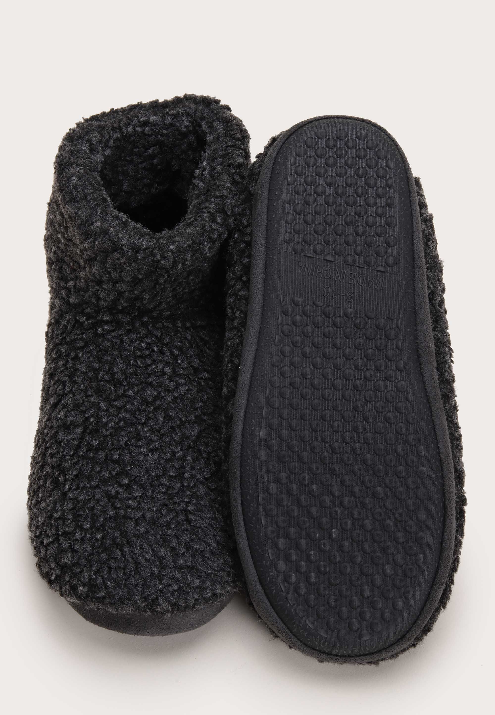Mens Grey Fluffy Borg Slipper Boots
