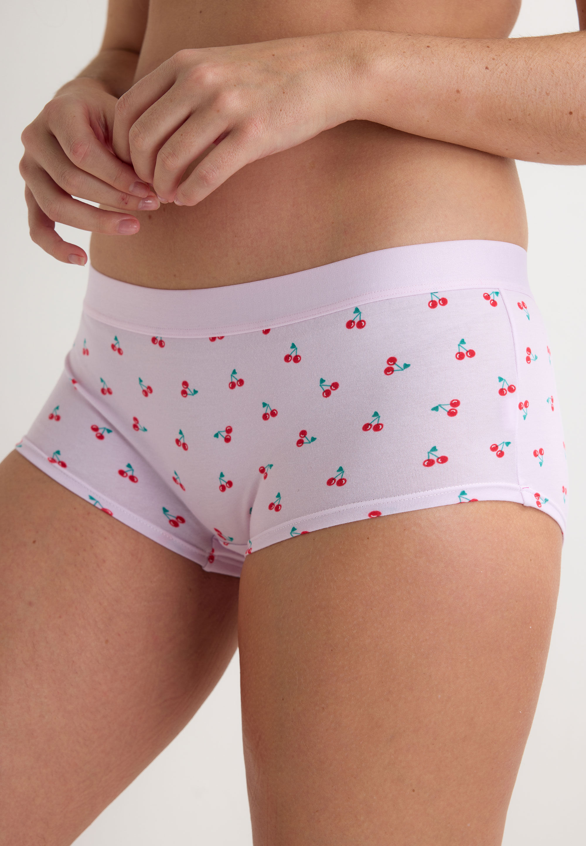 Womens Pink & Red Fruit Print Short Briefs