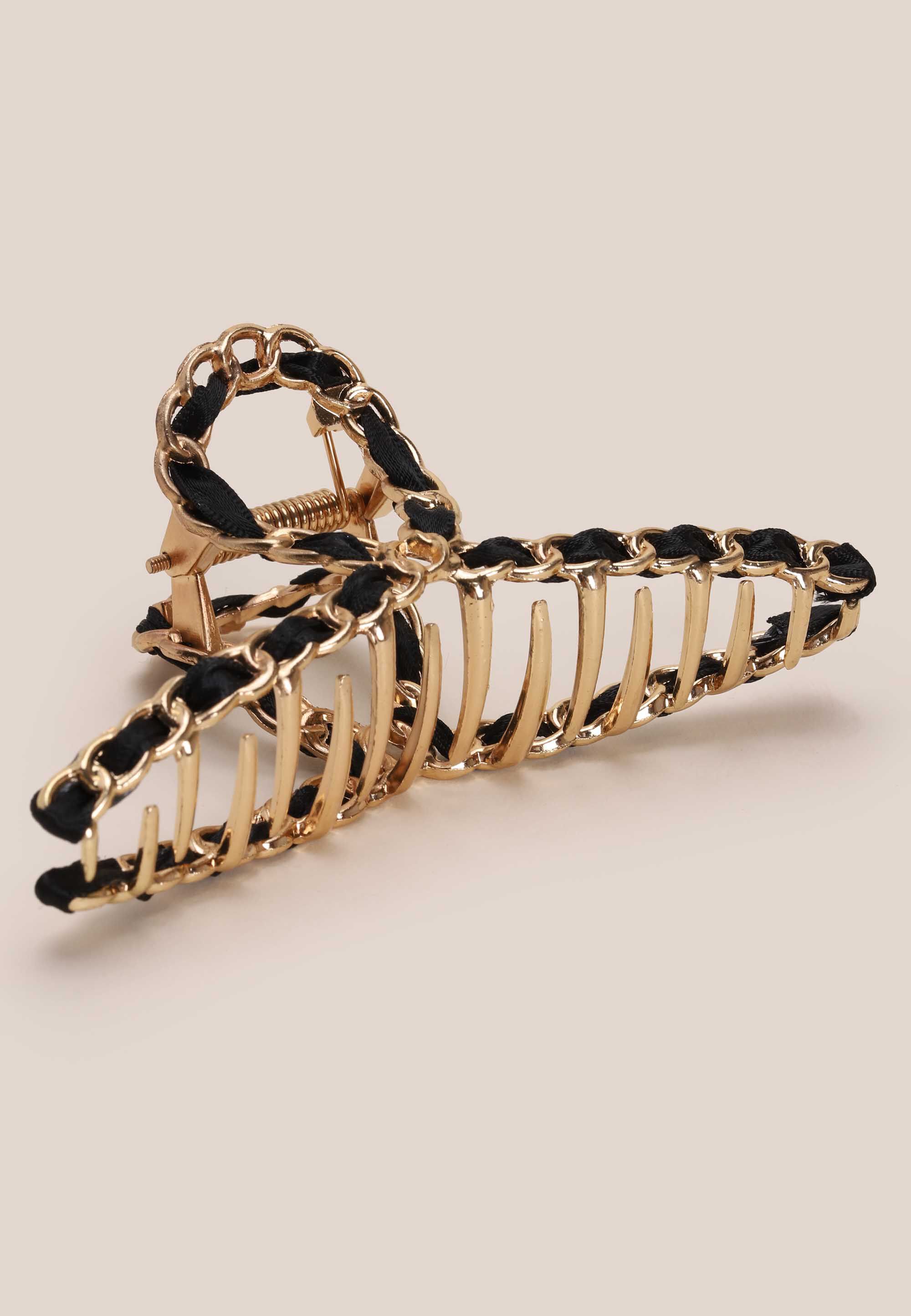 Womens Gold & Black Thread Claw Hair Clip