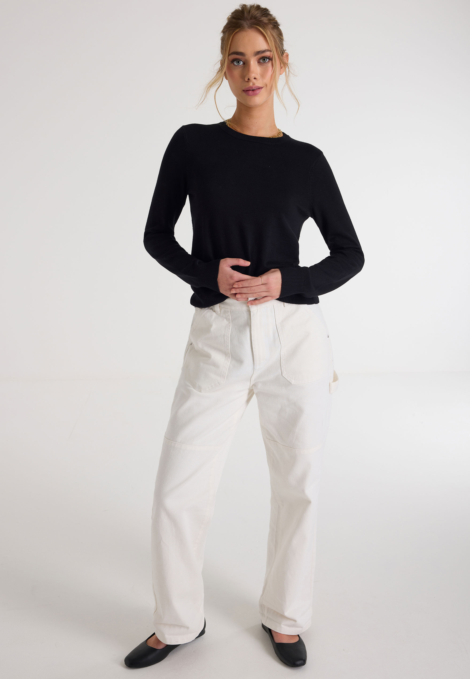 Womens Black Long Sleeve Jumper