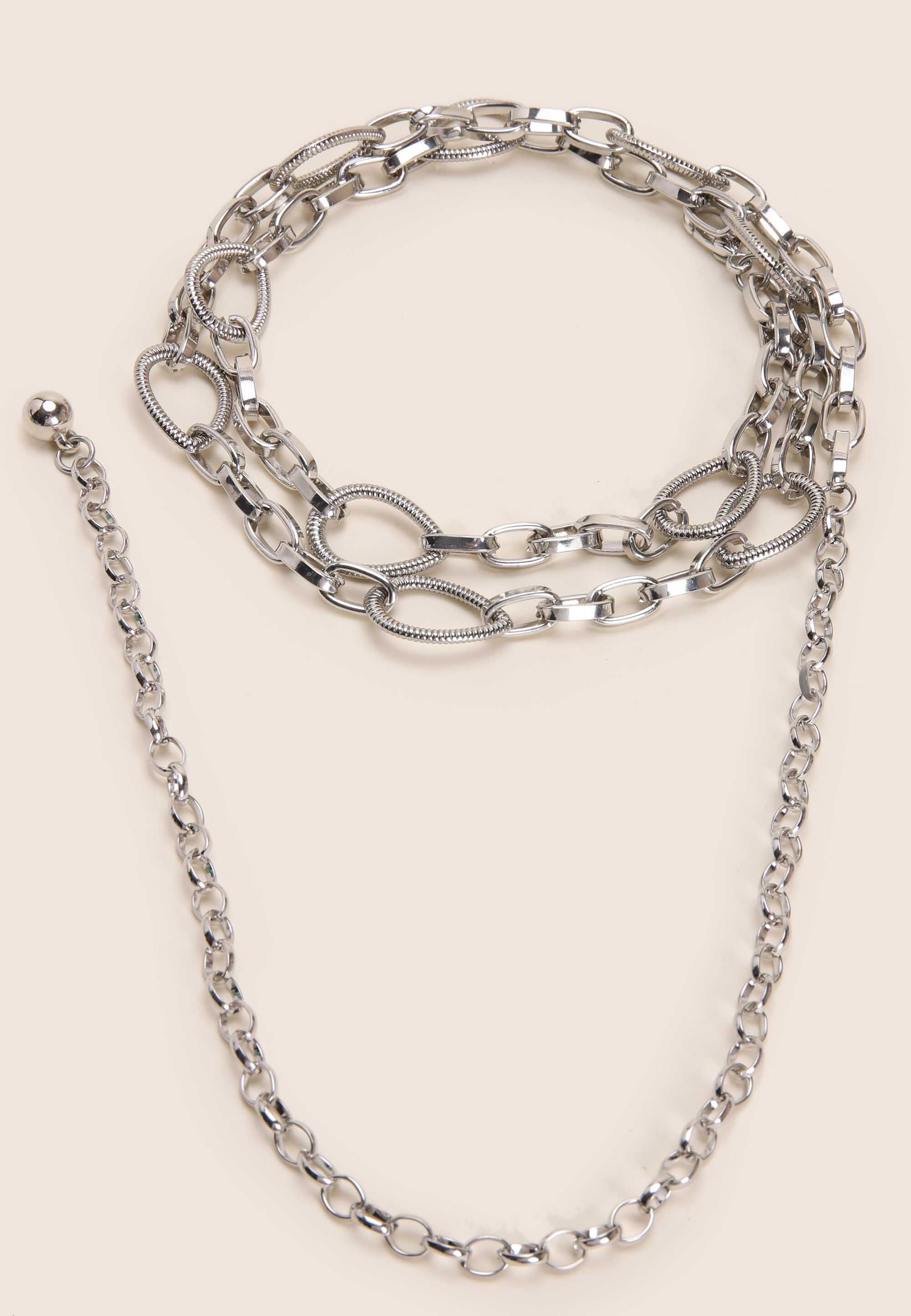 Womens Silver Chain Coil Loop Belt