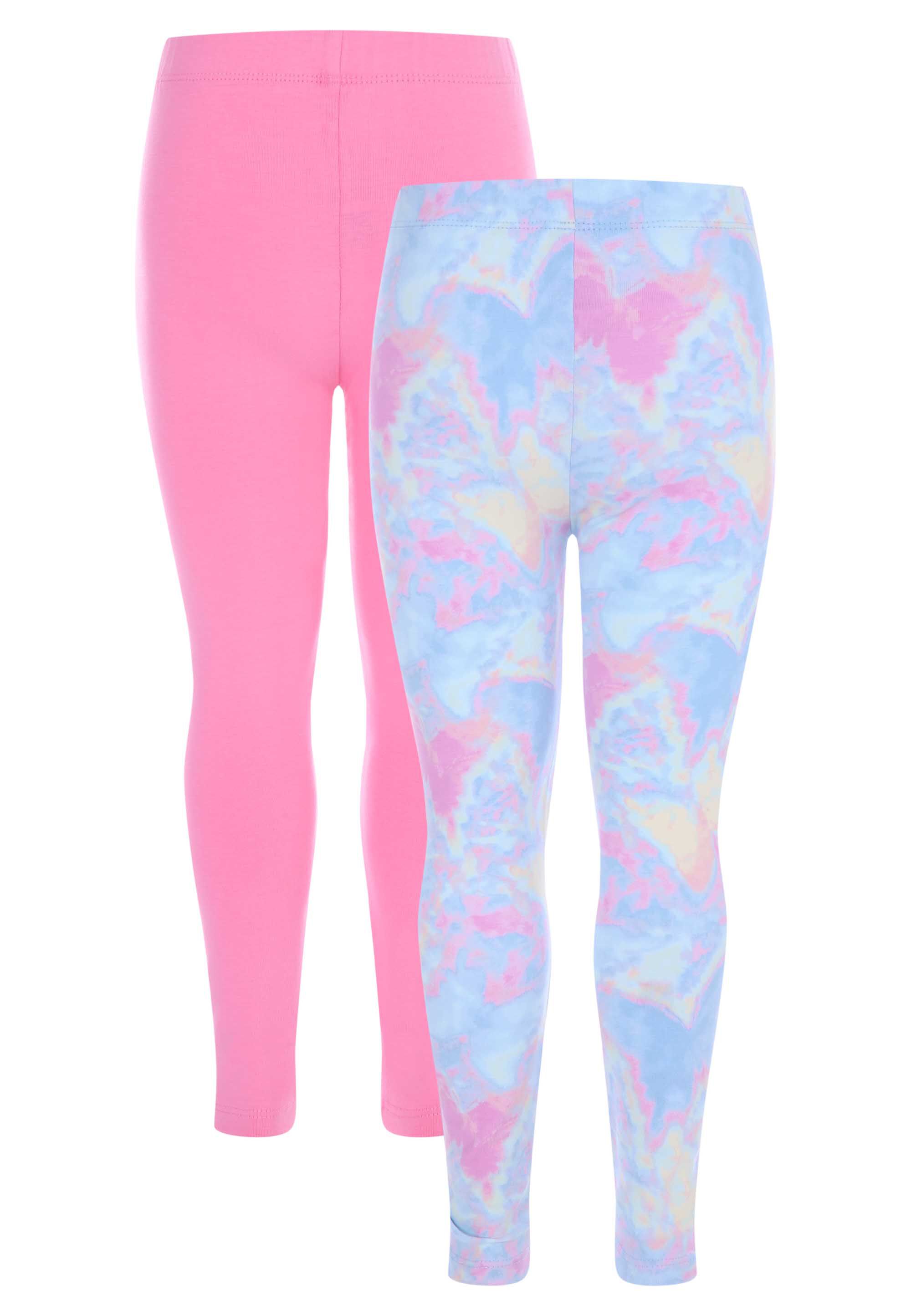 Younger Girls 2pk Pink & Butterfly Print Leggings