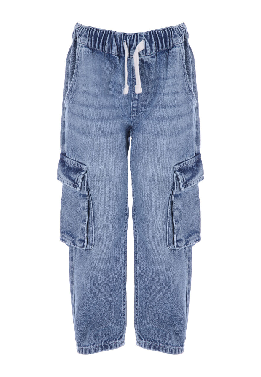 Younger Boy Blue Denim Cargo Jogger