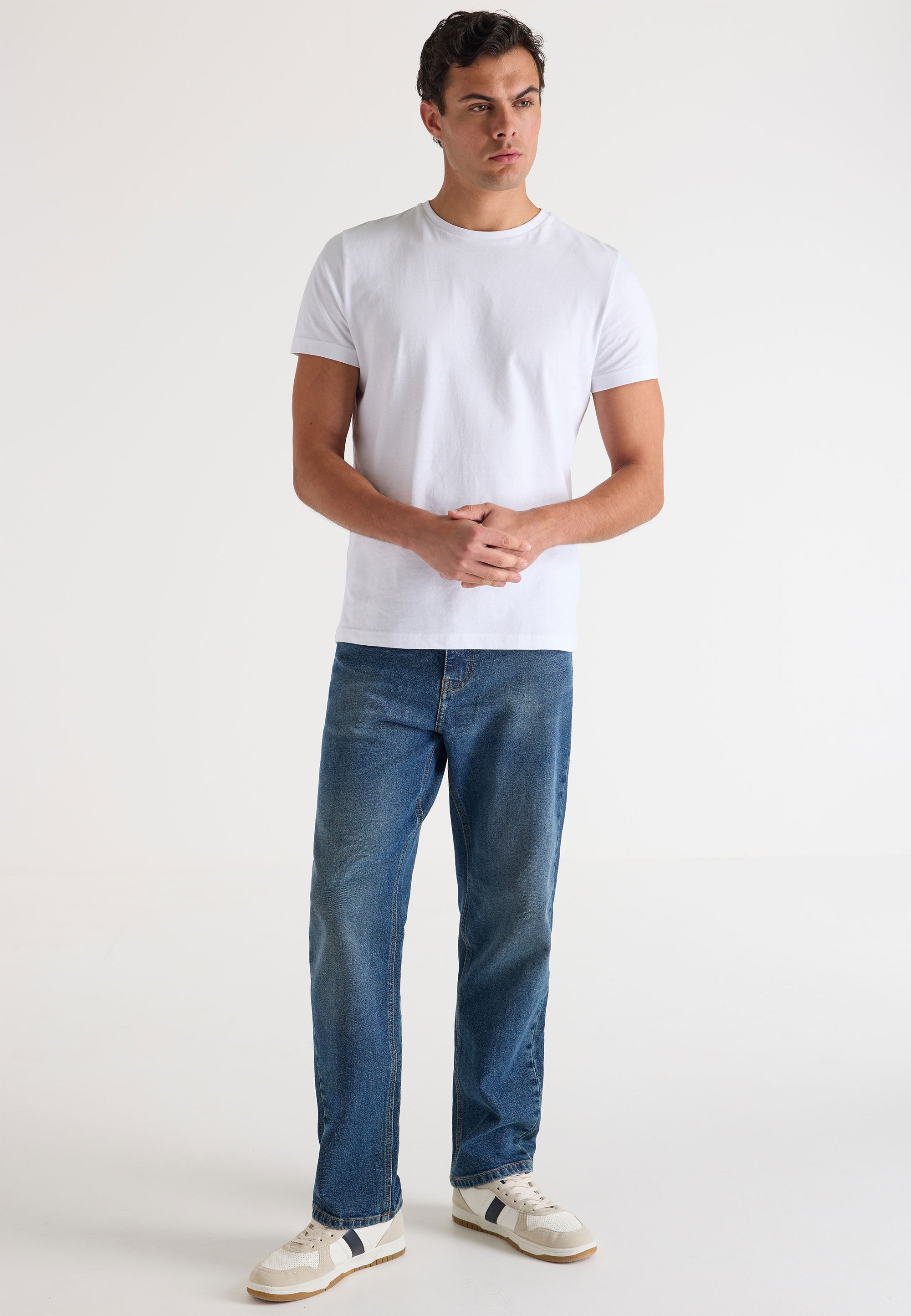 Mens Mid Blue Loose Fit Jeans