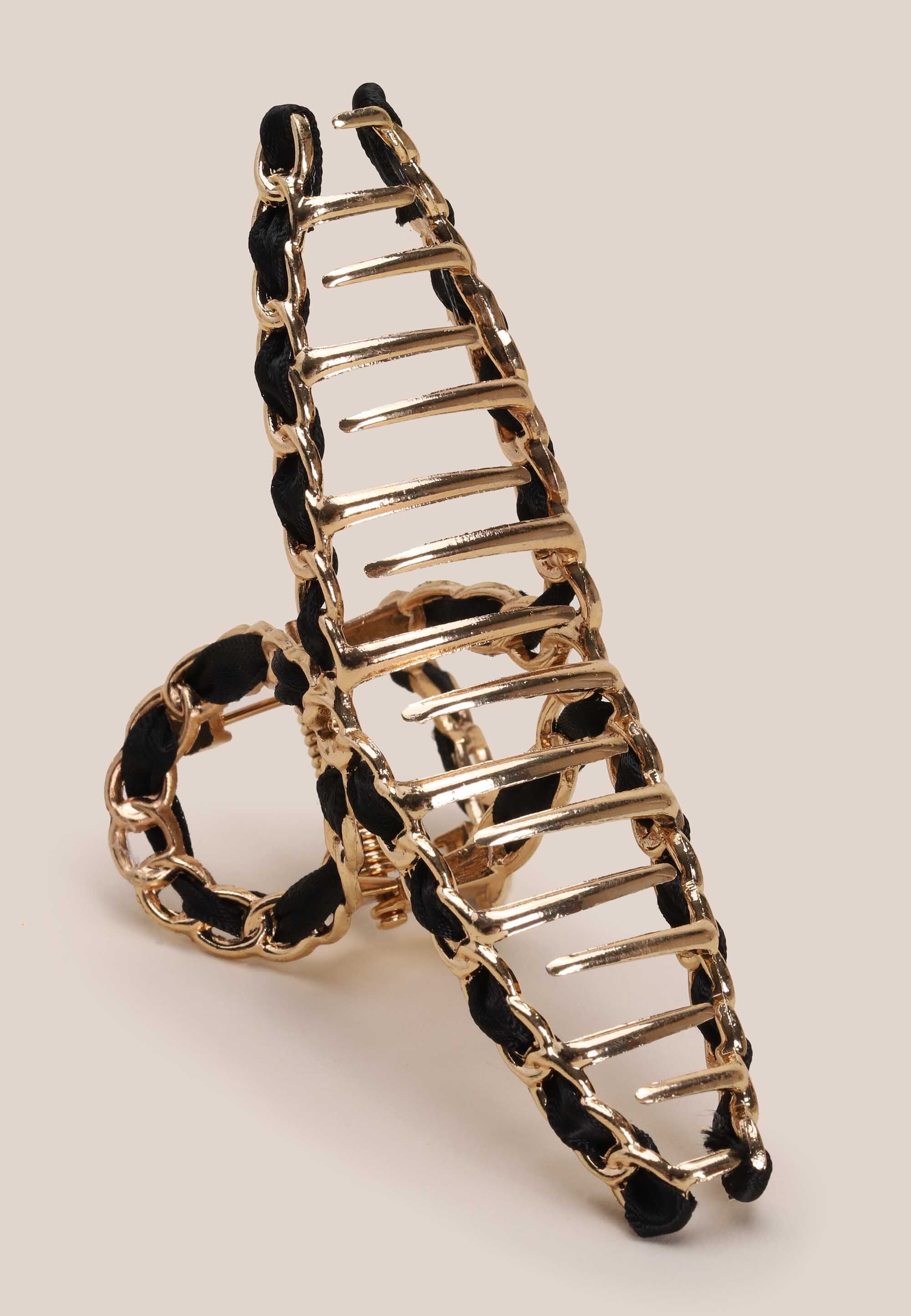 Womens Gold & Black Thread Claw Hair Clip