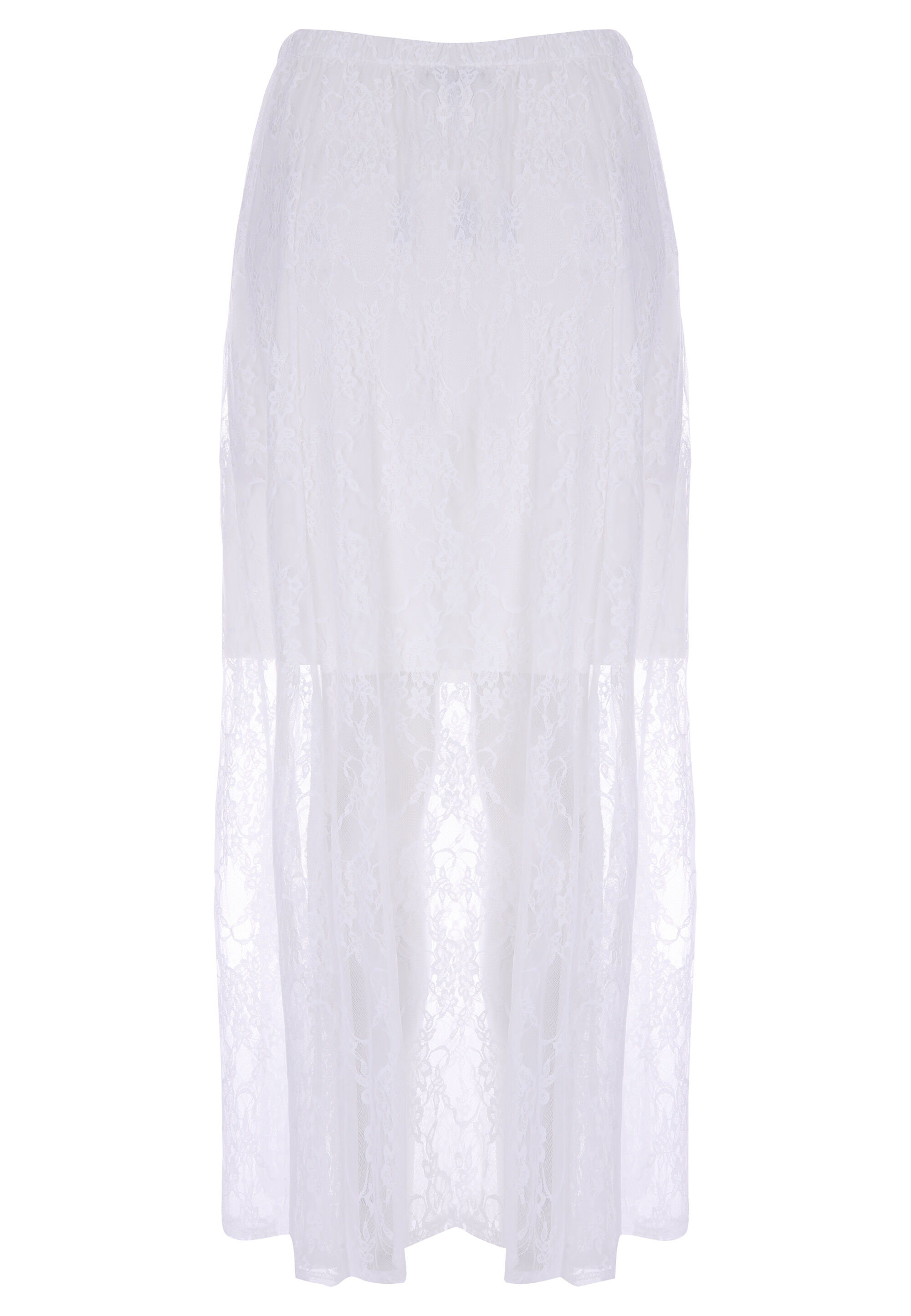 Womens White Lace Midi Skirt