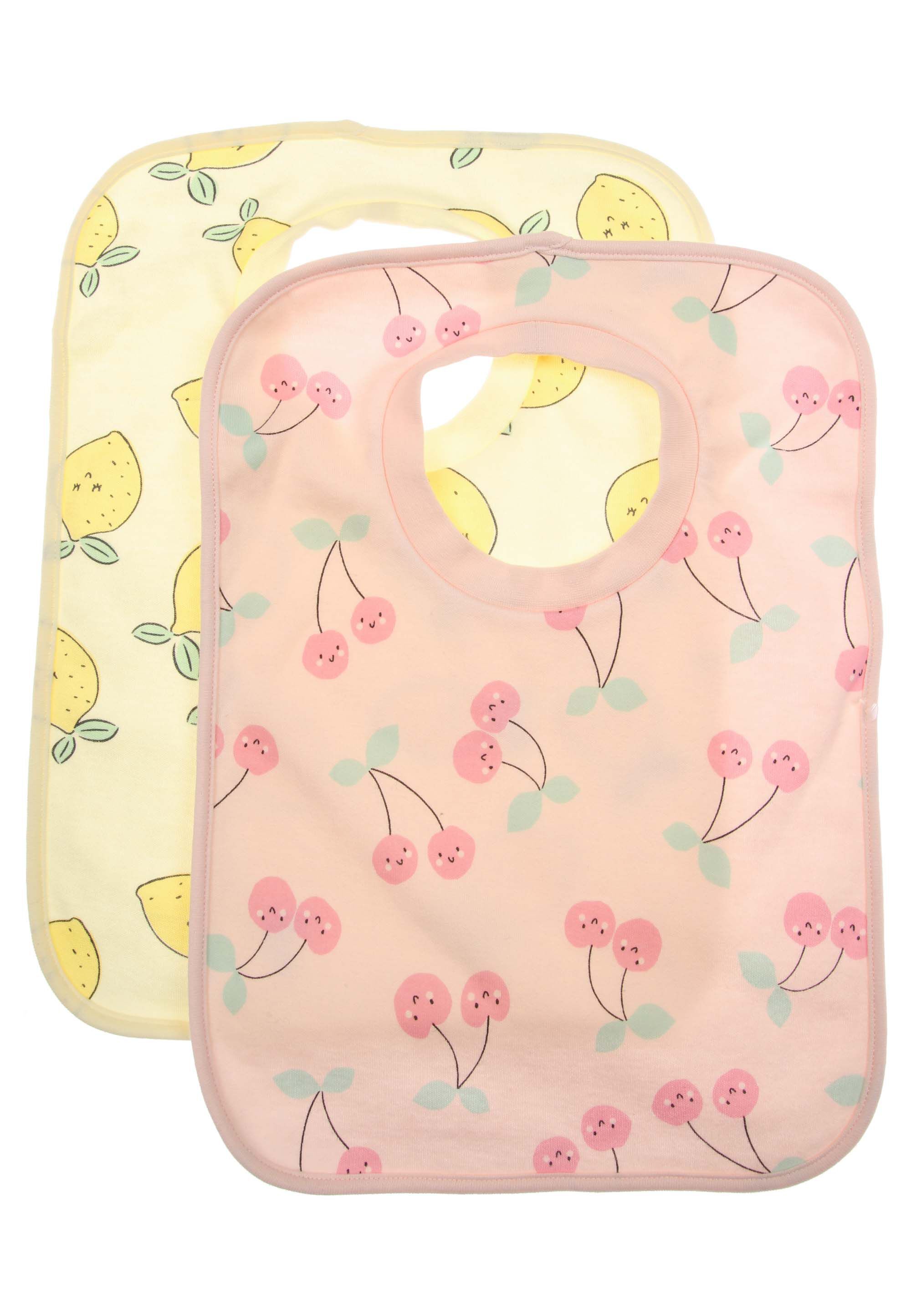Baby 2pk Pink & Yellow Fruit Popover Bibs