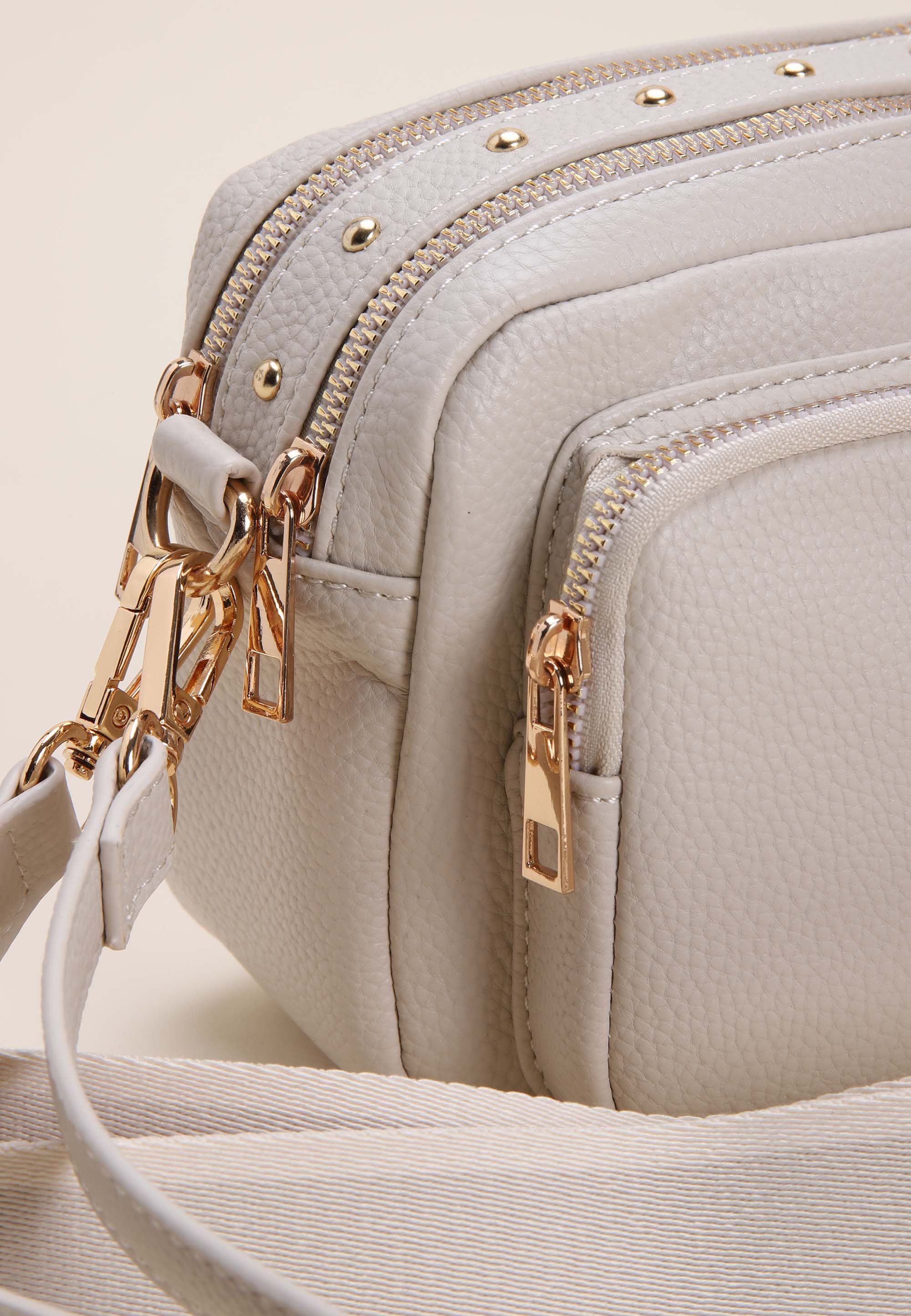 Womens Cream Stud Camera Bag