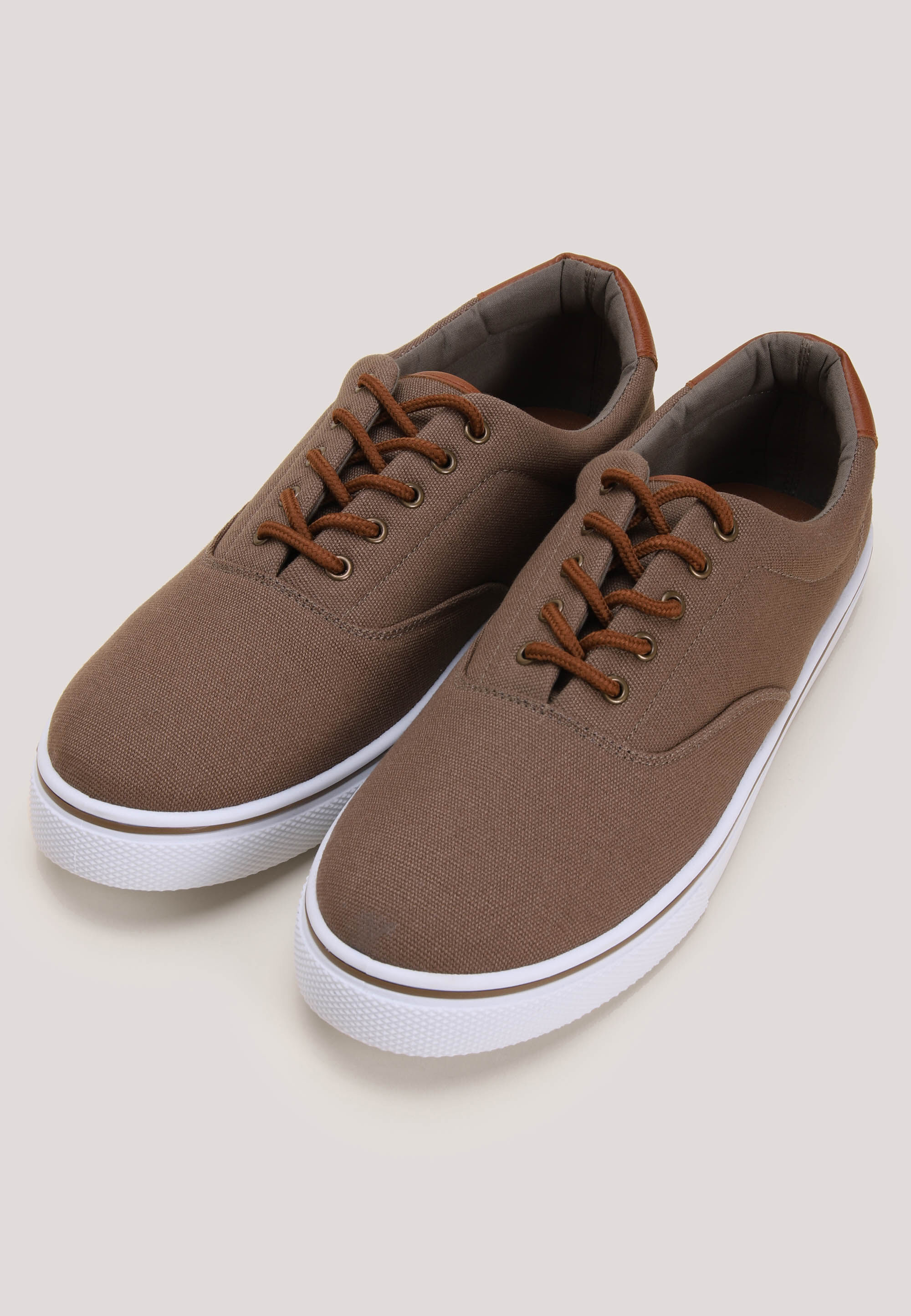 Mens Brown Lace Up Canvas Trainer