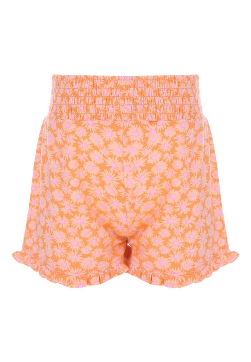 Younger Girls Peach Daisy Crinkle Shorts