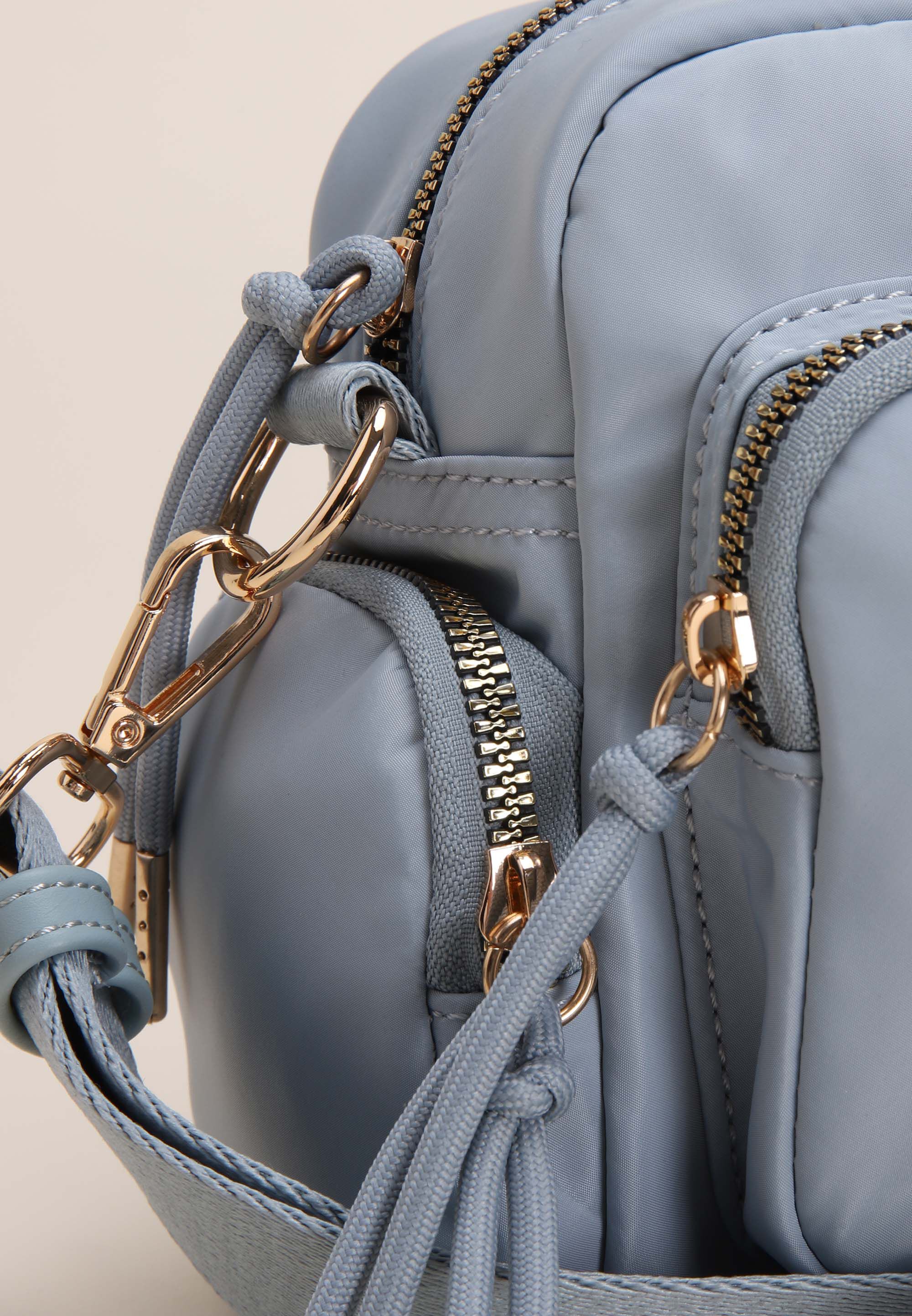 Womens Plain Blue Nylon Camera Bag