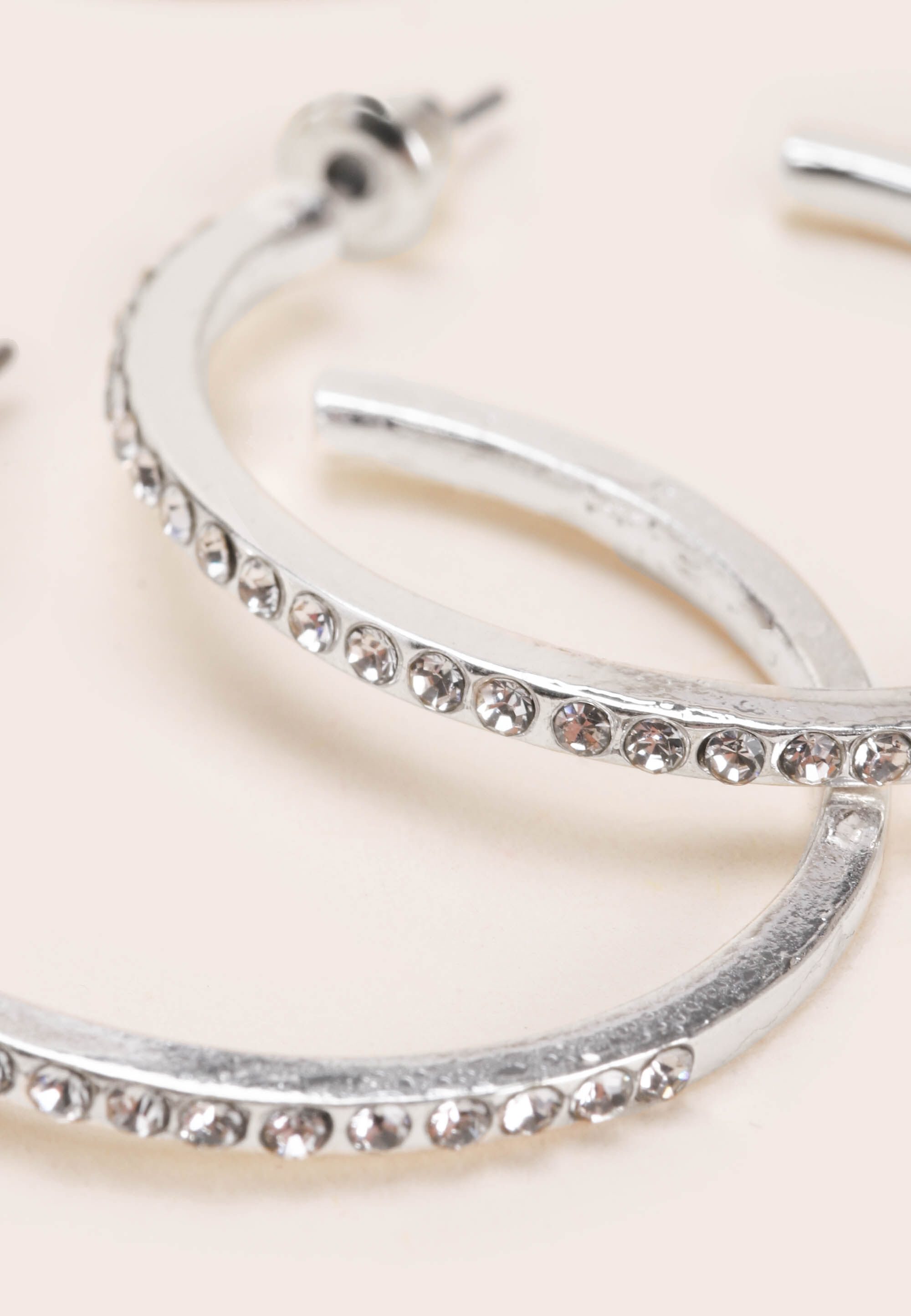 Womens 3pk Silver Hoop Earrings