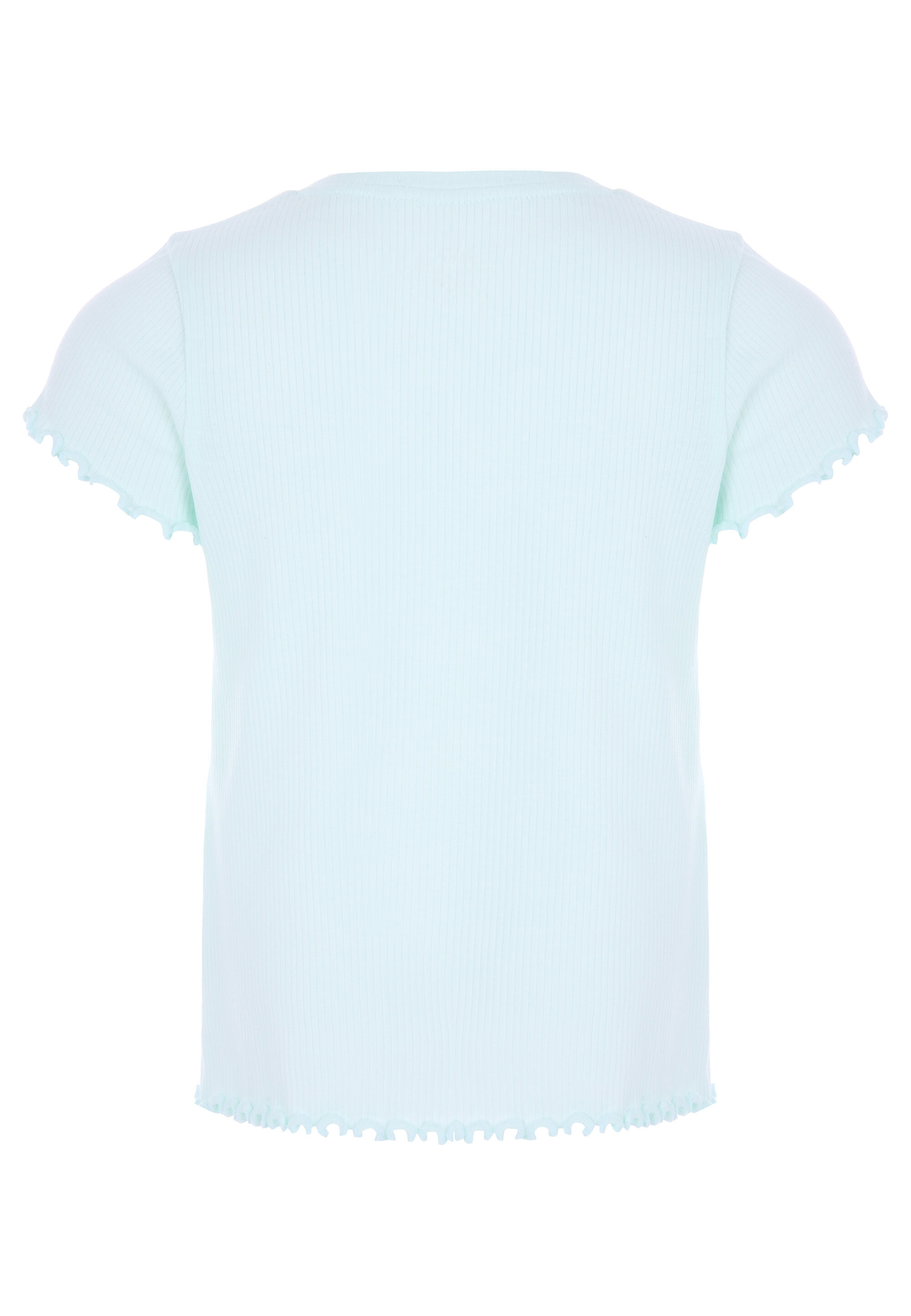 Younger Girls Mint Ribbed Frill Hem Top