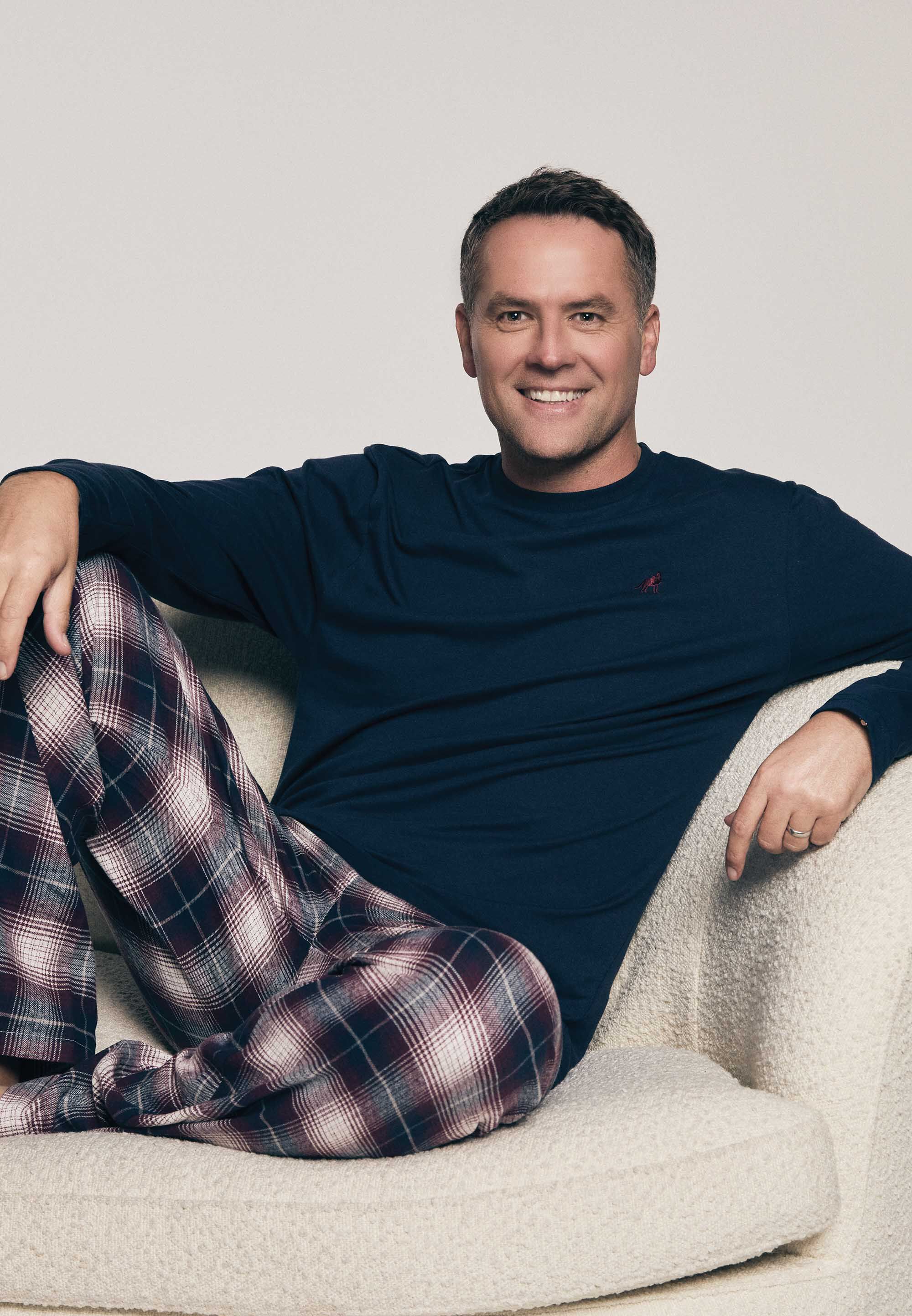 Mens Navy & Plum Check Woven Jersey Pyjama Set