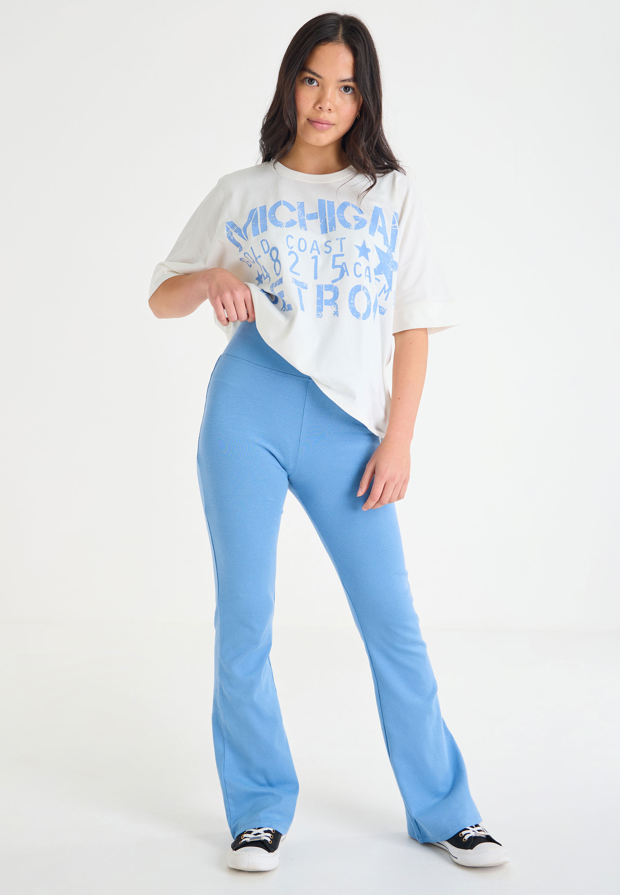 Older Girls Blue Plain Bootcut Leggings