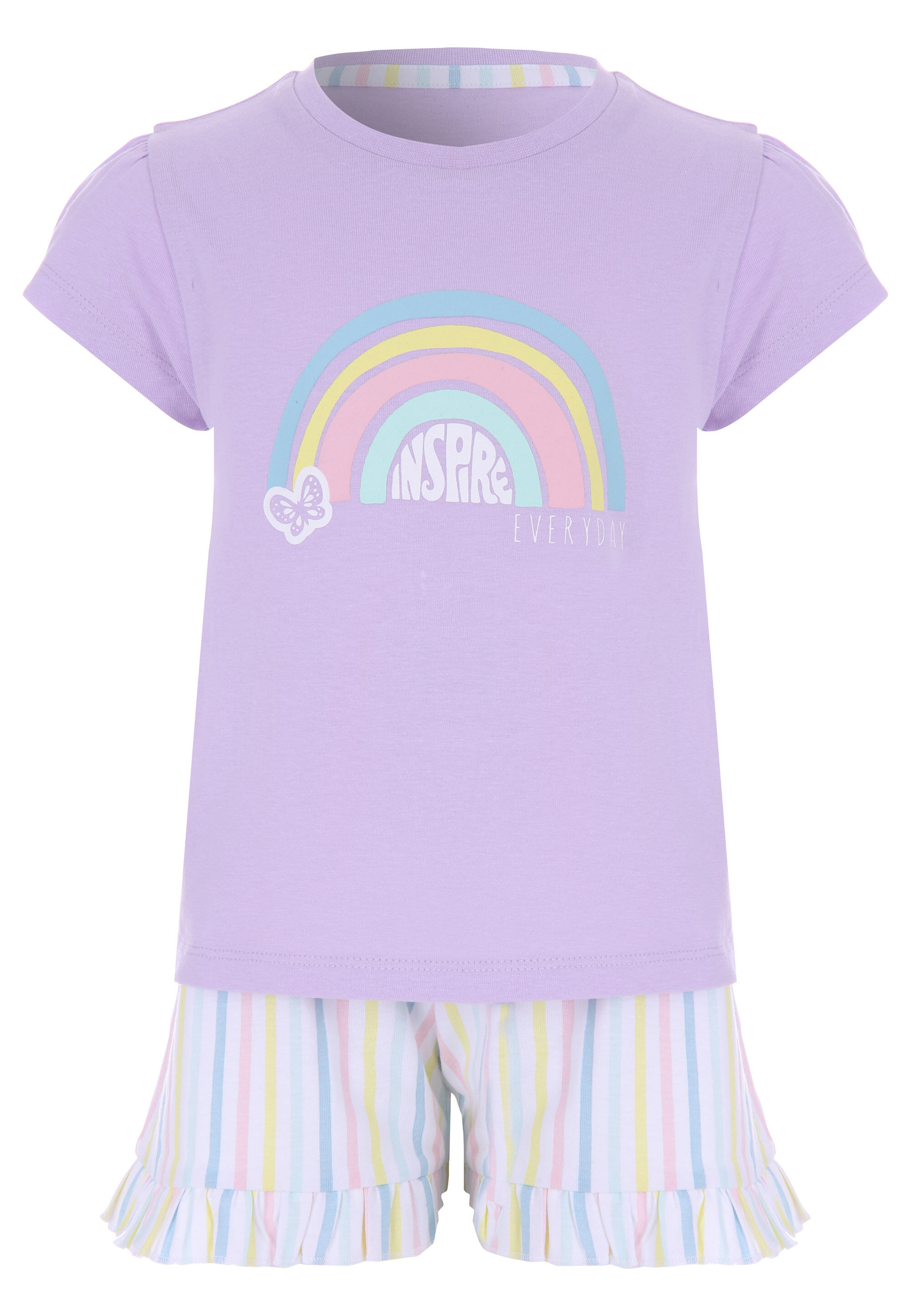 Younger Girls Lilacs Rainbow Jersey Short Pyjama Set