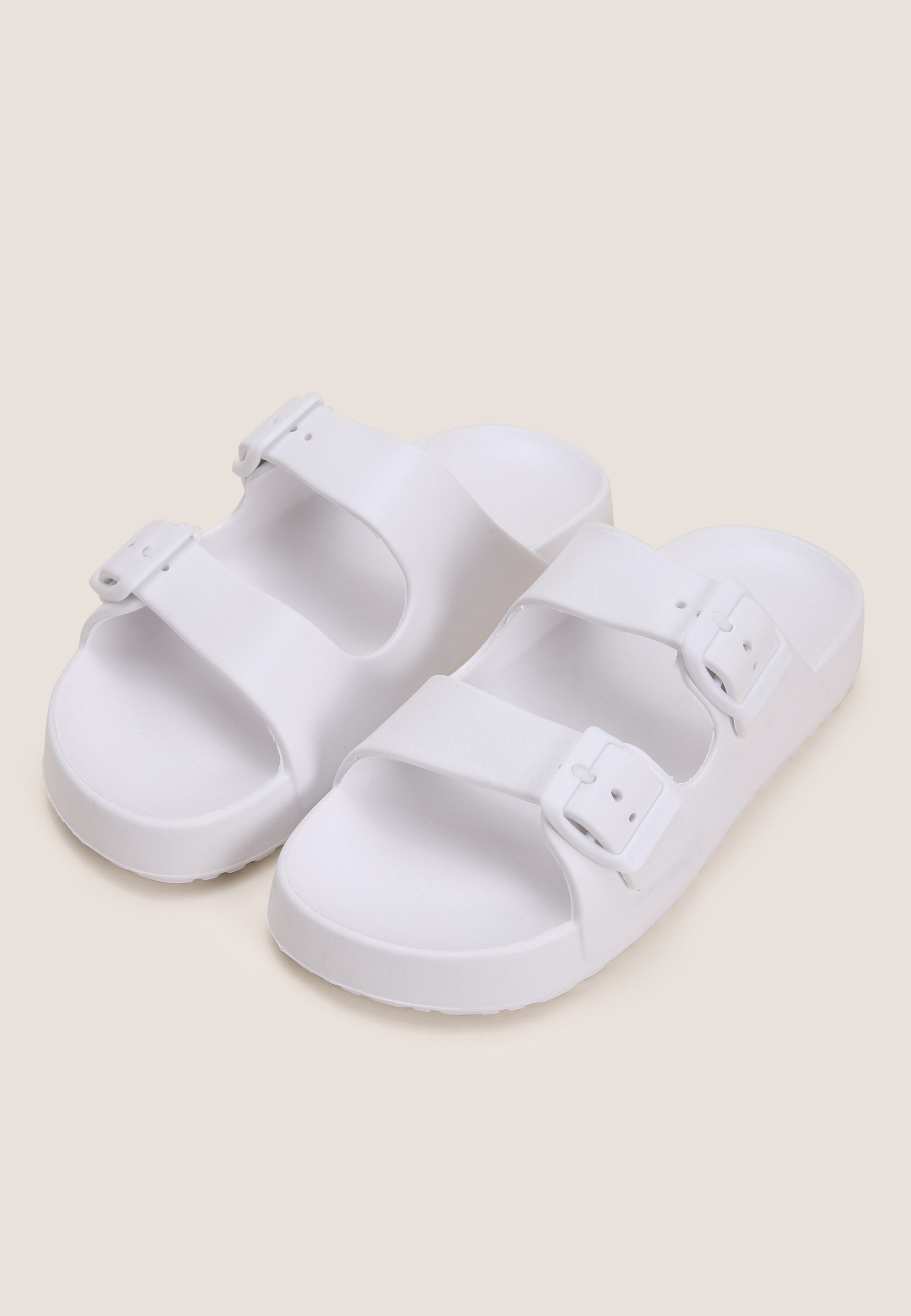 Older Girls White Rubber Footbed Sandals