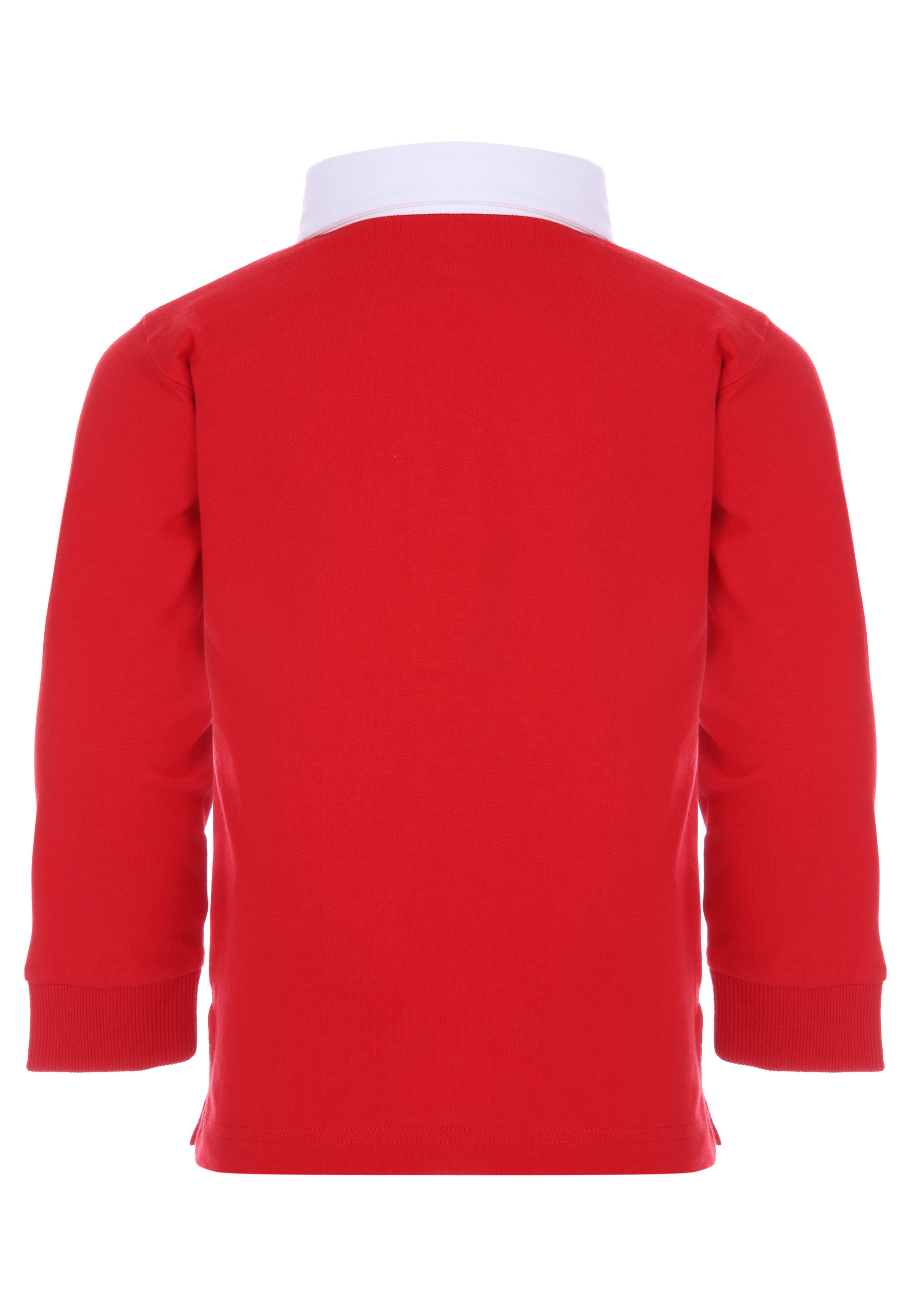 Younger Kids Red Long Sleeves Wales Polo Shirt